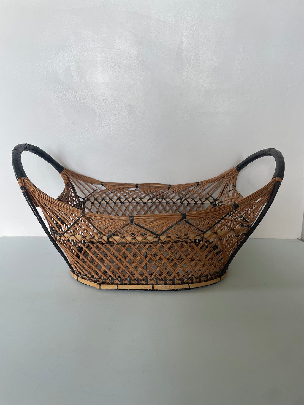 Large Vintage Open Weave Wicker Basket