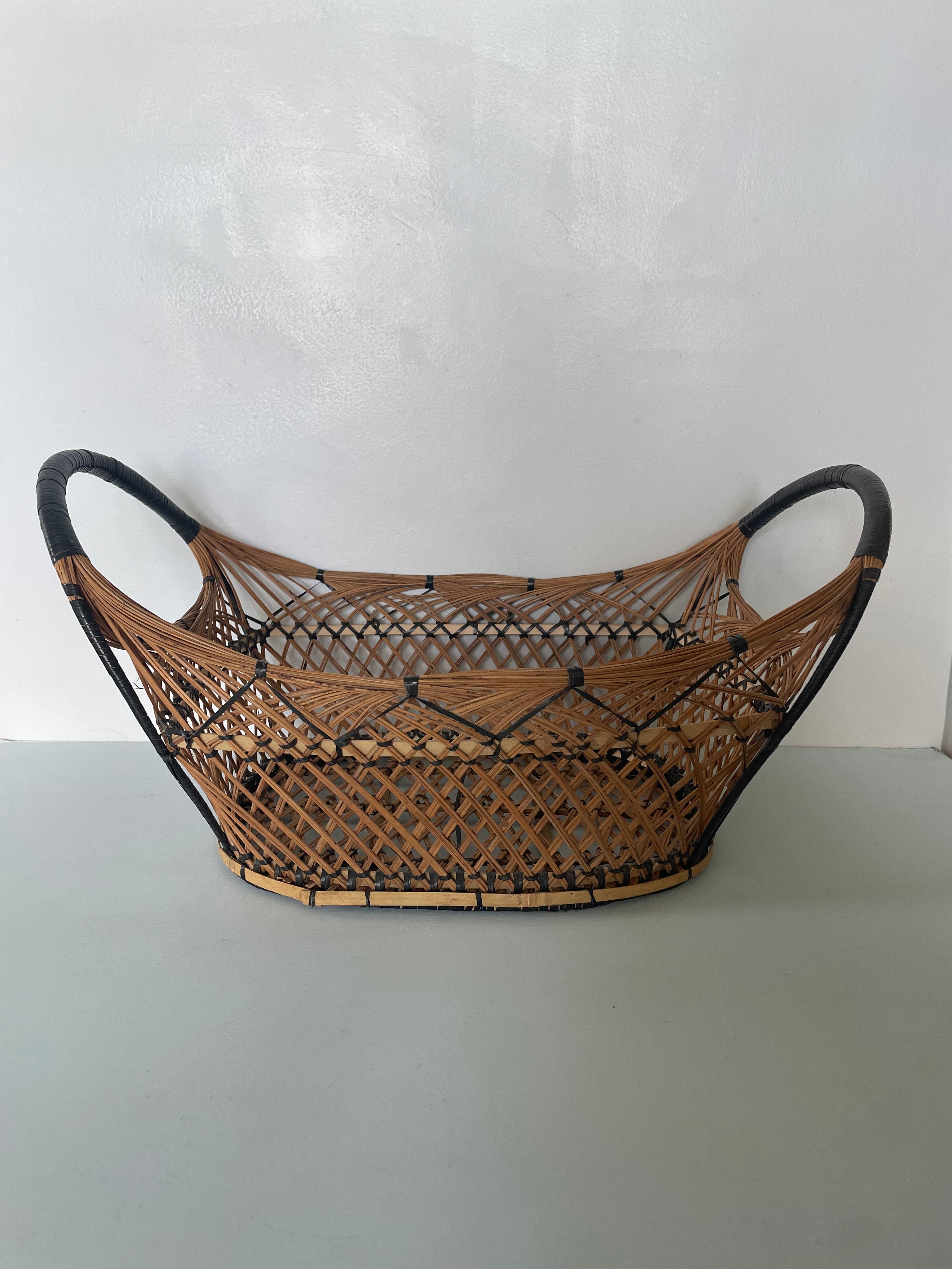 Large Vintage Open Weave Wicker Basket