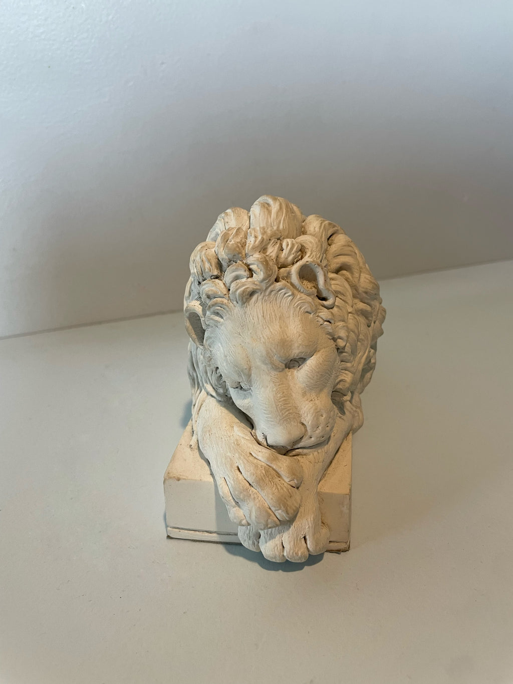Vintage Sleeping Lion Stone Statue