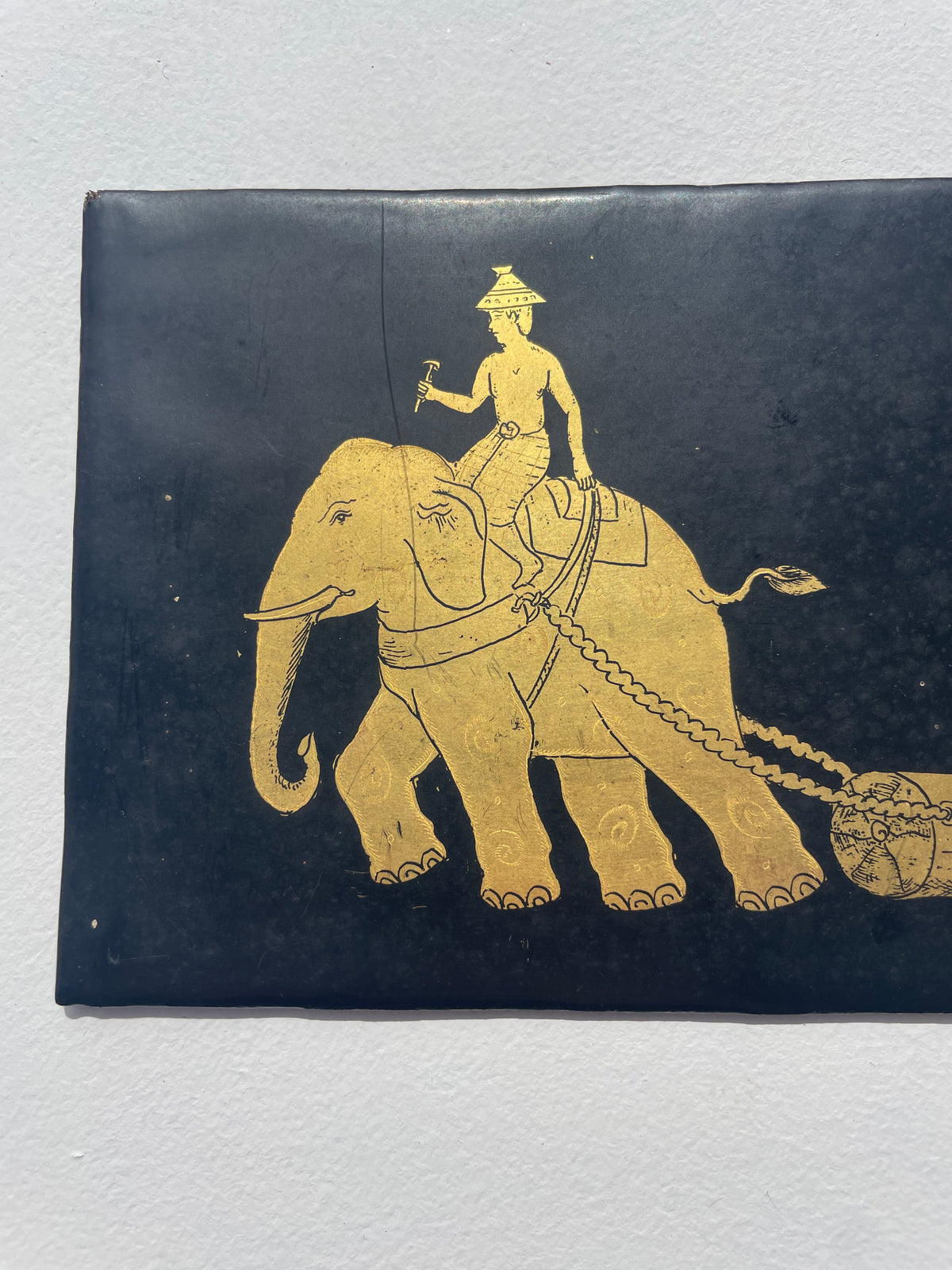 Gold Elephant Lacquer Ware Plaque