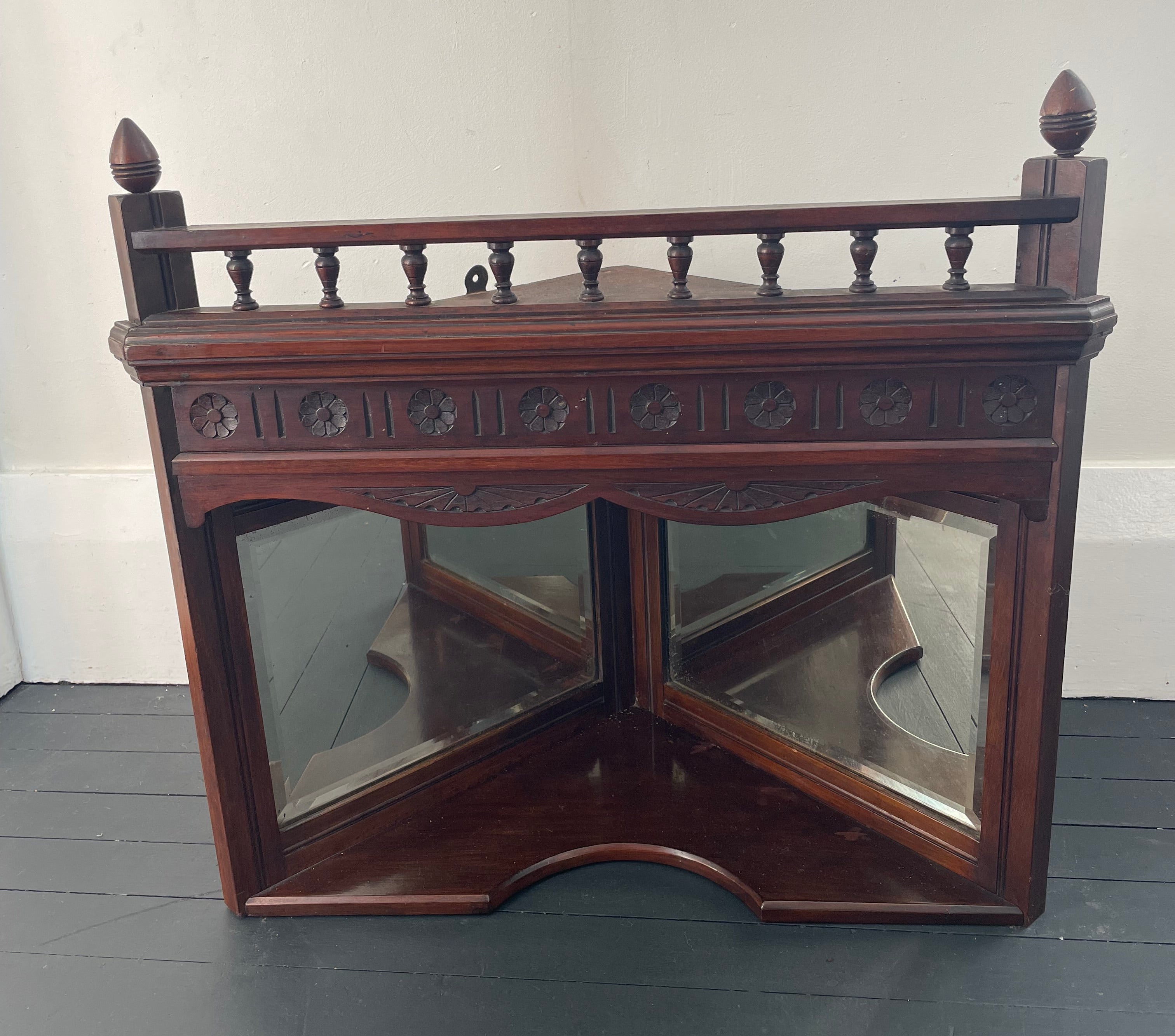 Antique Mirrored Diorama Corner Shelf