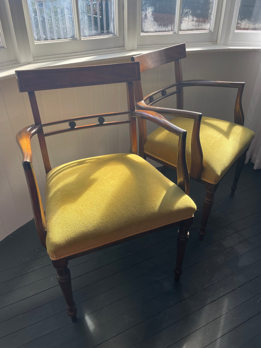 Antique Regency Carver Chair Pair