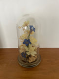 Vintage Glass Cloche Dome With Bluebells