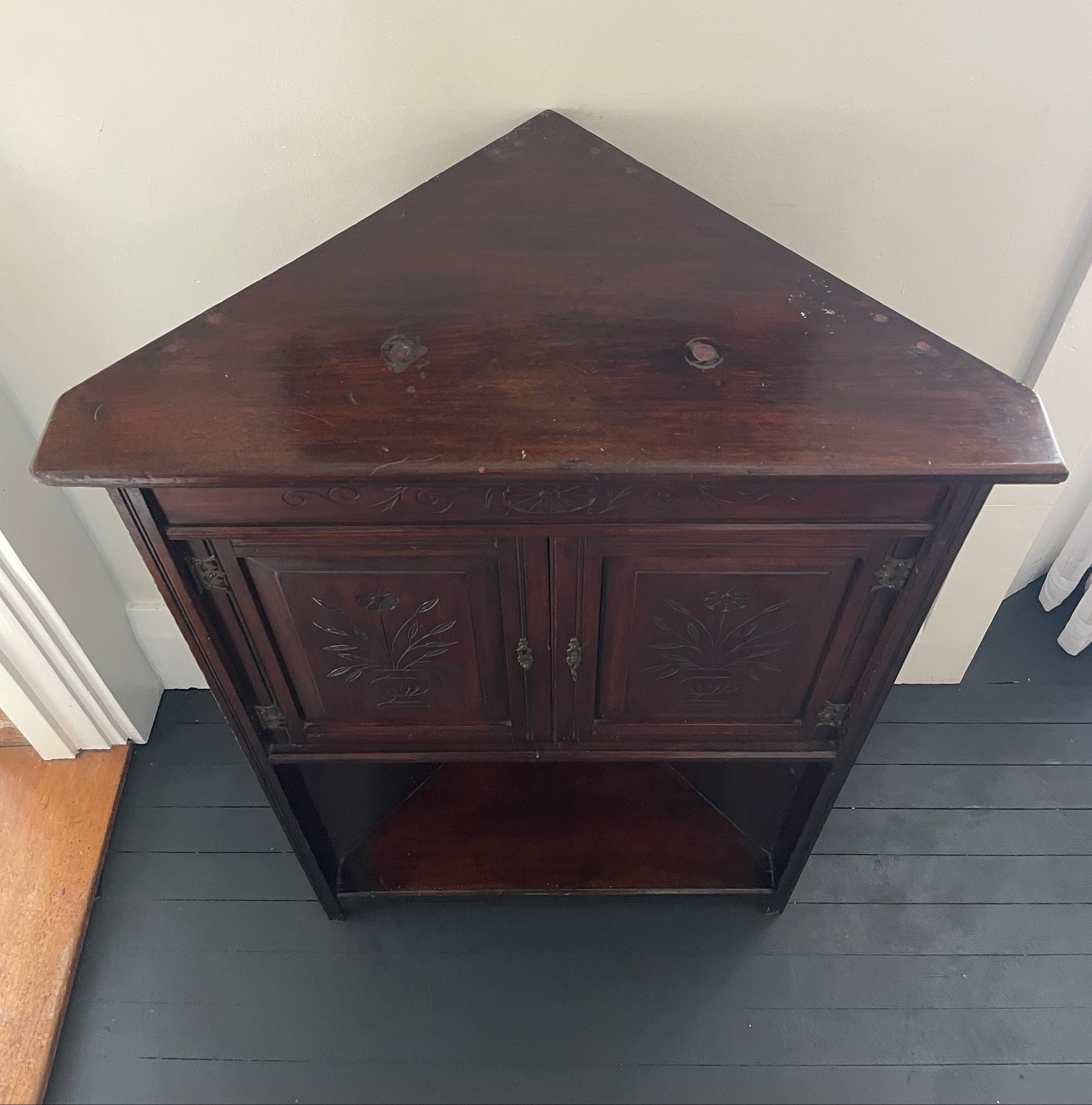 Antique Carved Corner Cabinet