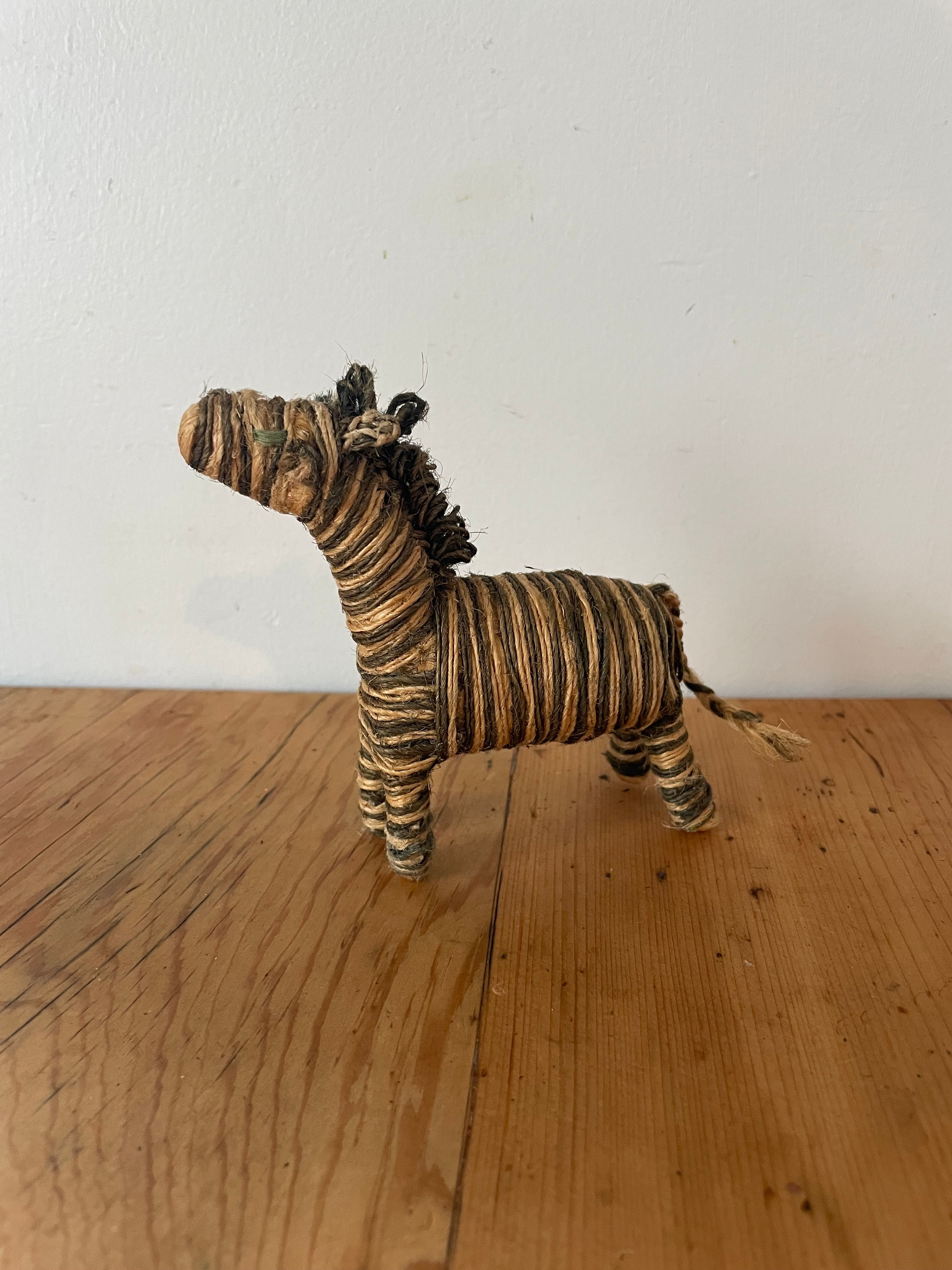 Vintage Folk Art Zebra Figurine