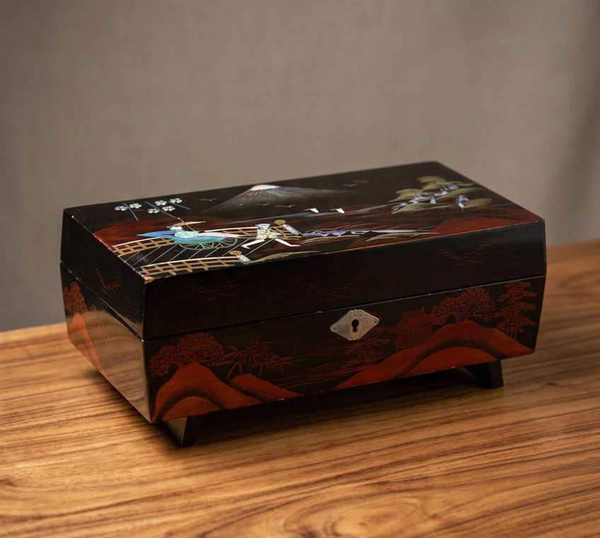 Mid Century Japanese Musical Jewellery Box
