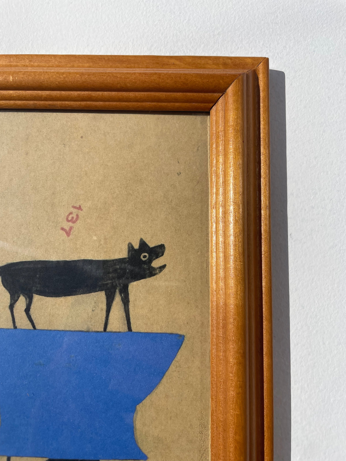 Folk Art Cat On Blue Bowl Print