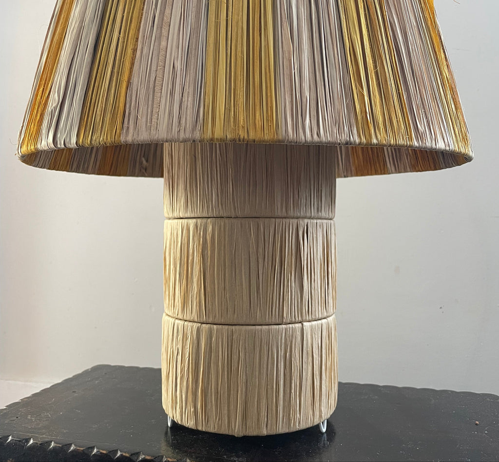 Mustard Stripe Raffia Lamp