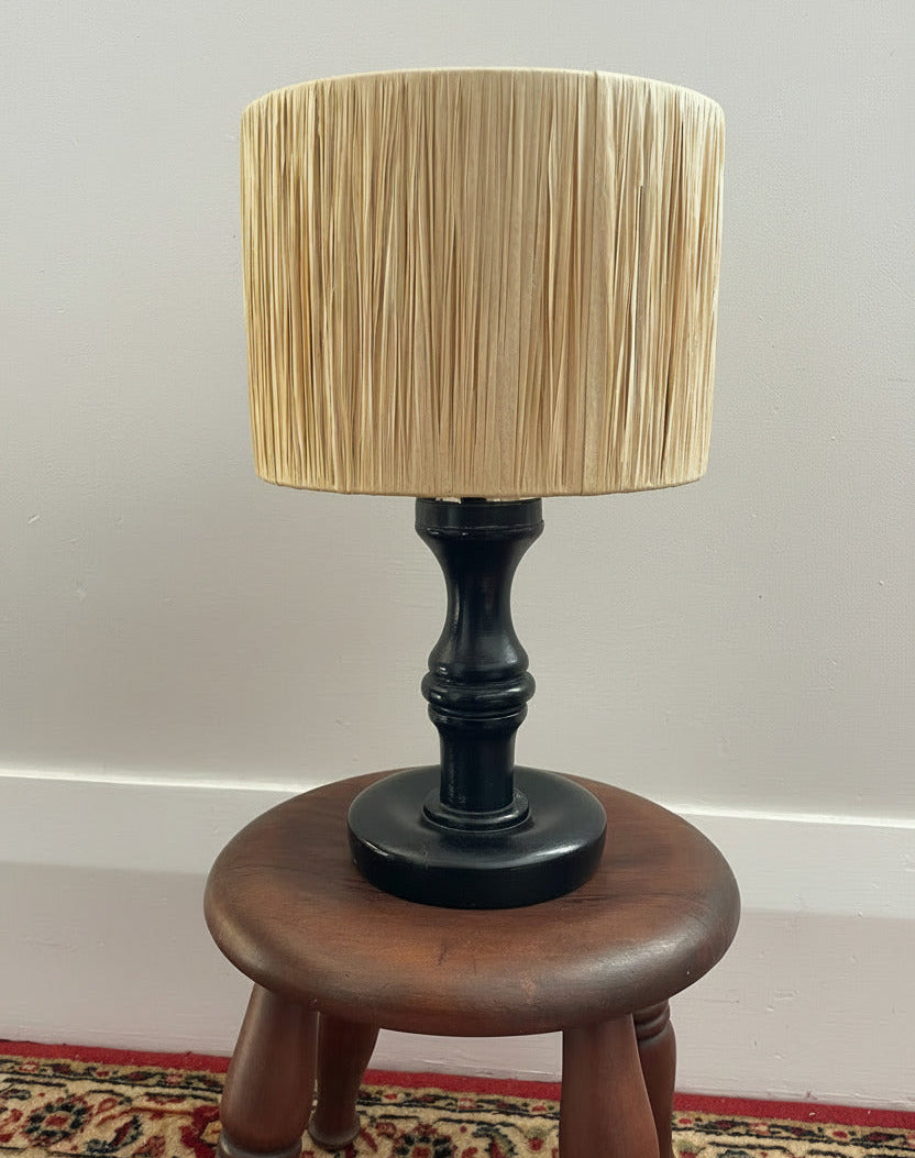 Vintage Lamp With Raffia Shade