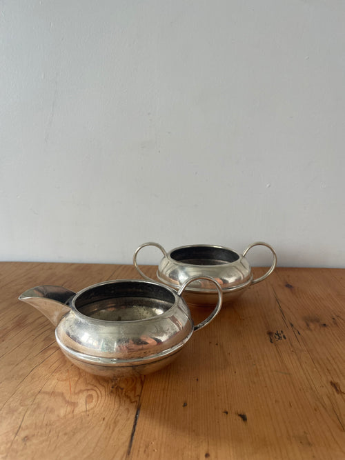 Antique Silver Plated Creamer and Sugar Set