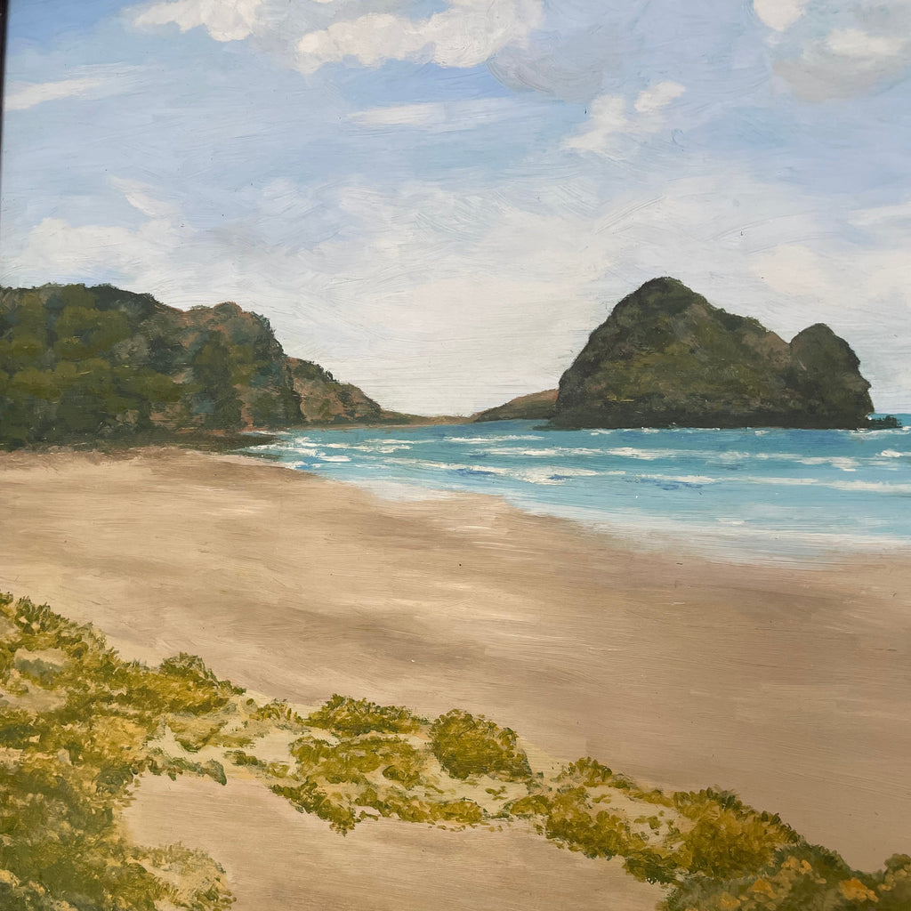 Beach Painting With Oak Frame