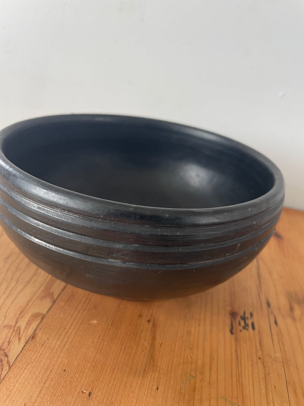 Glossy Black Pottery Bowl
