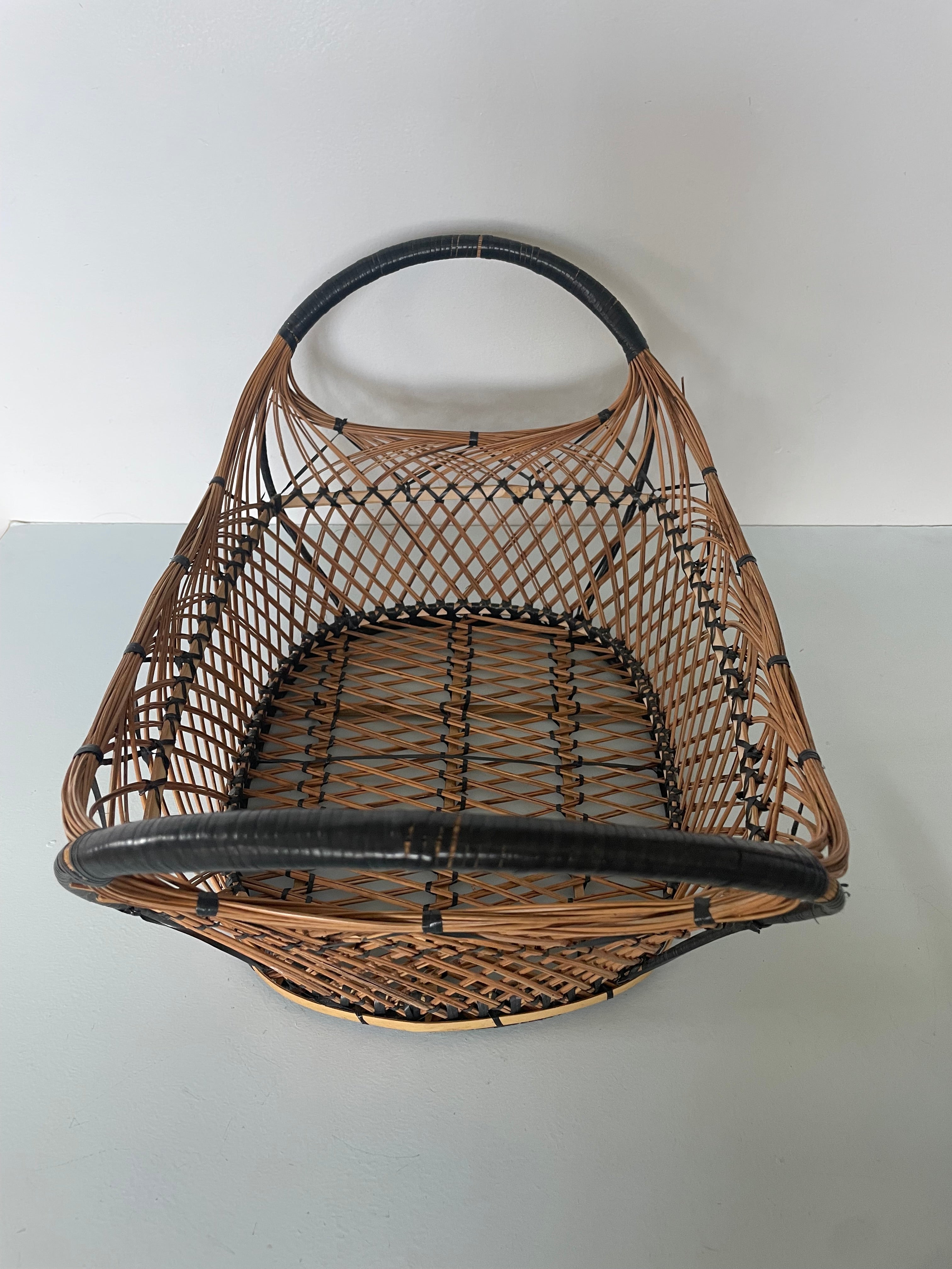 Large Vintage Open Weave Wicker Basket