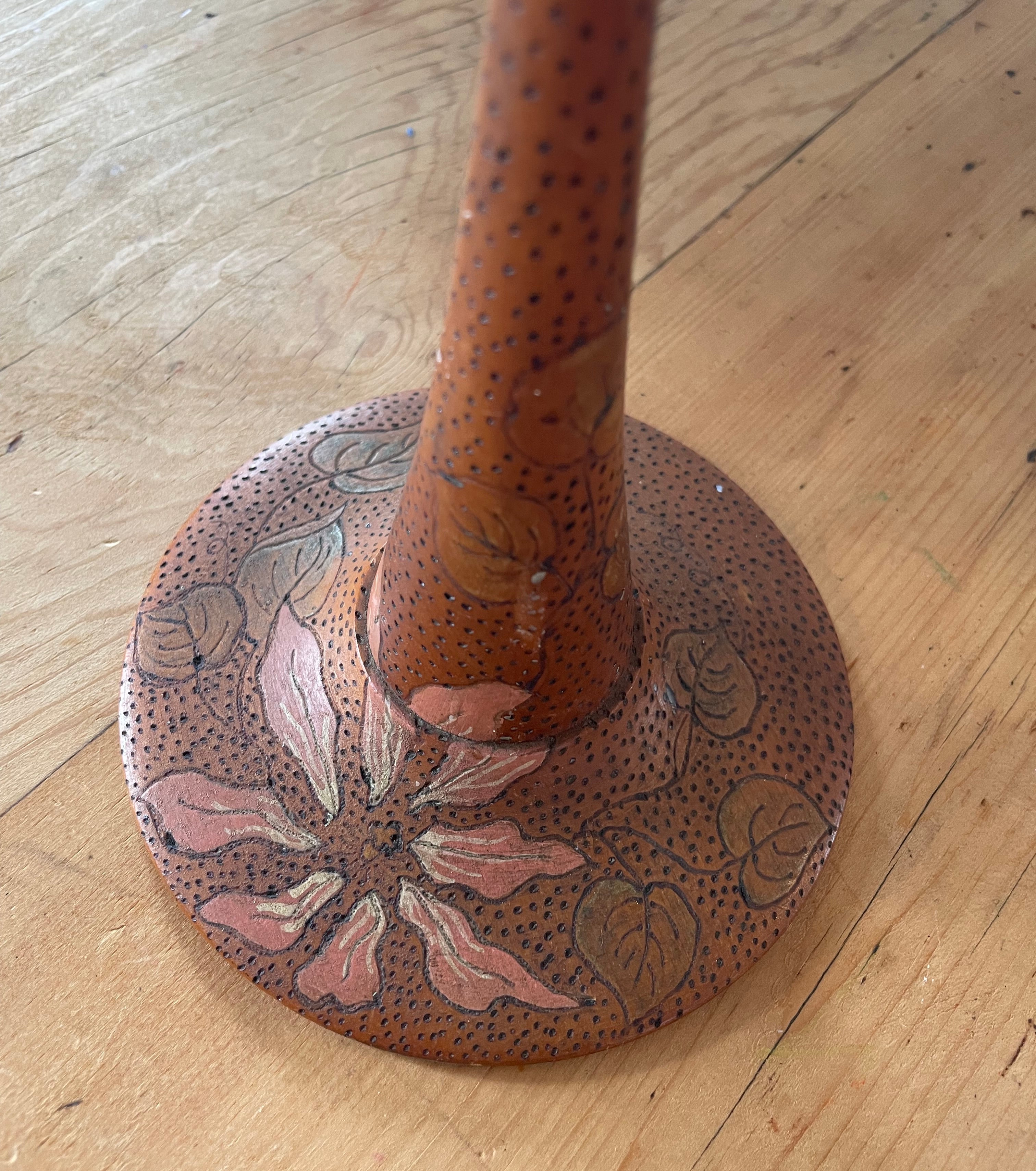Vintage Pokerwork Candleholder