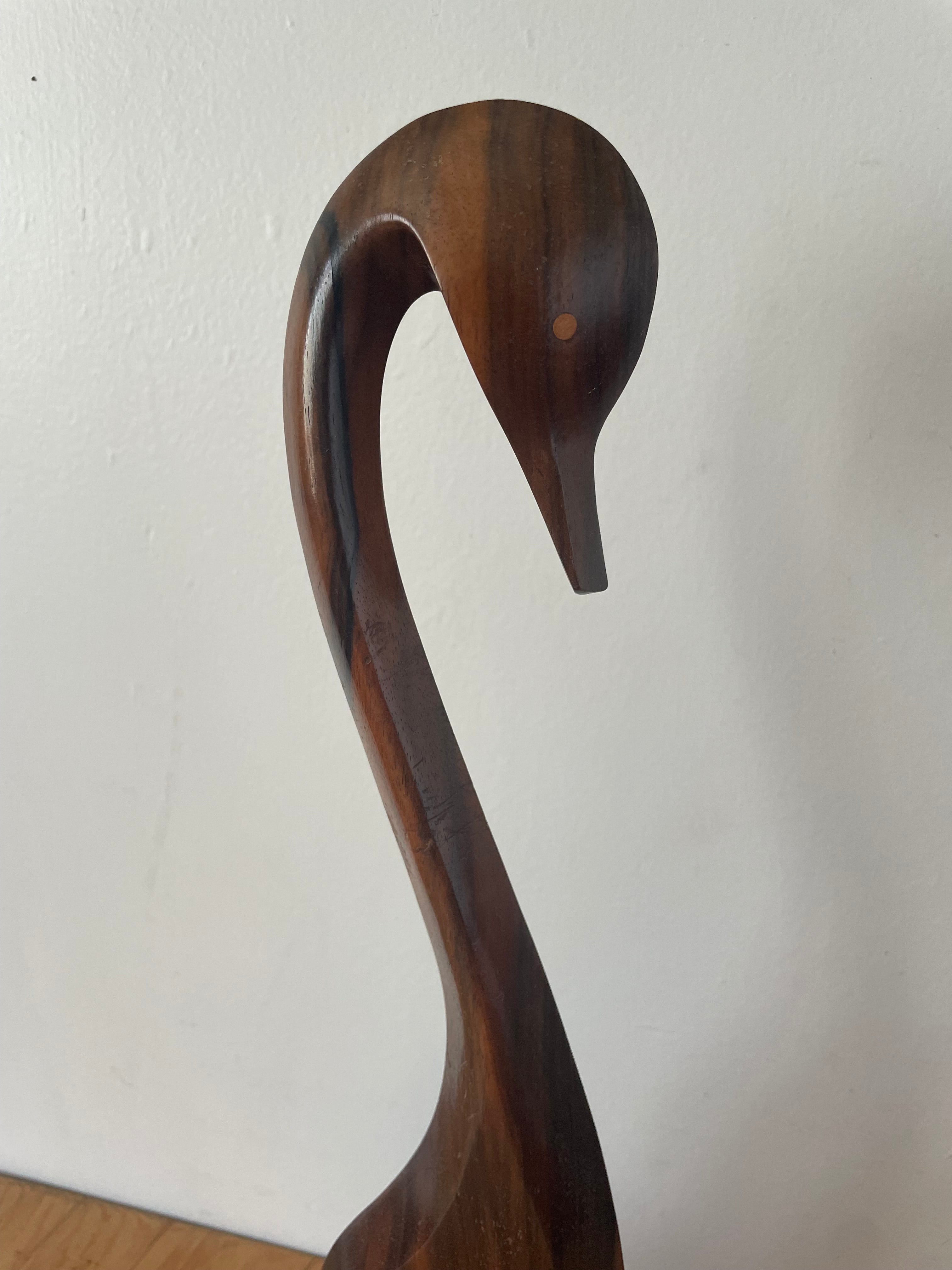 Large Mid Century Wooden Swan