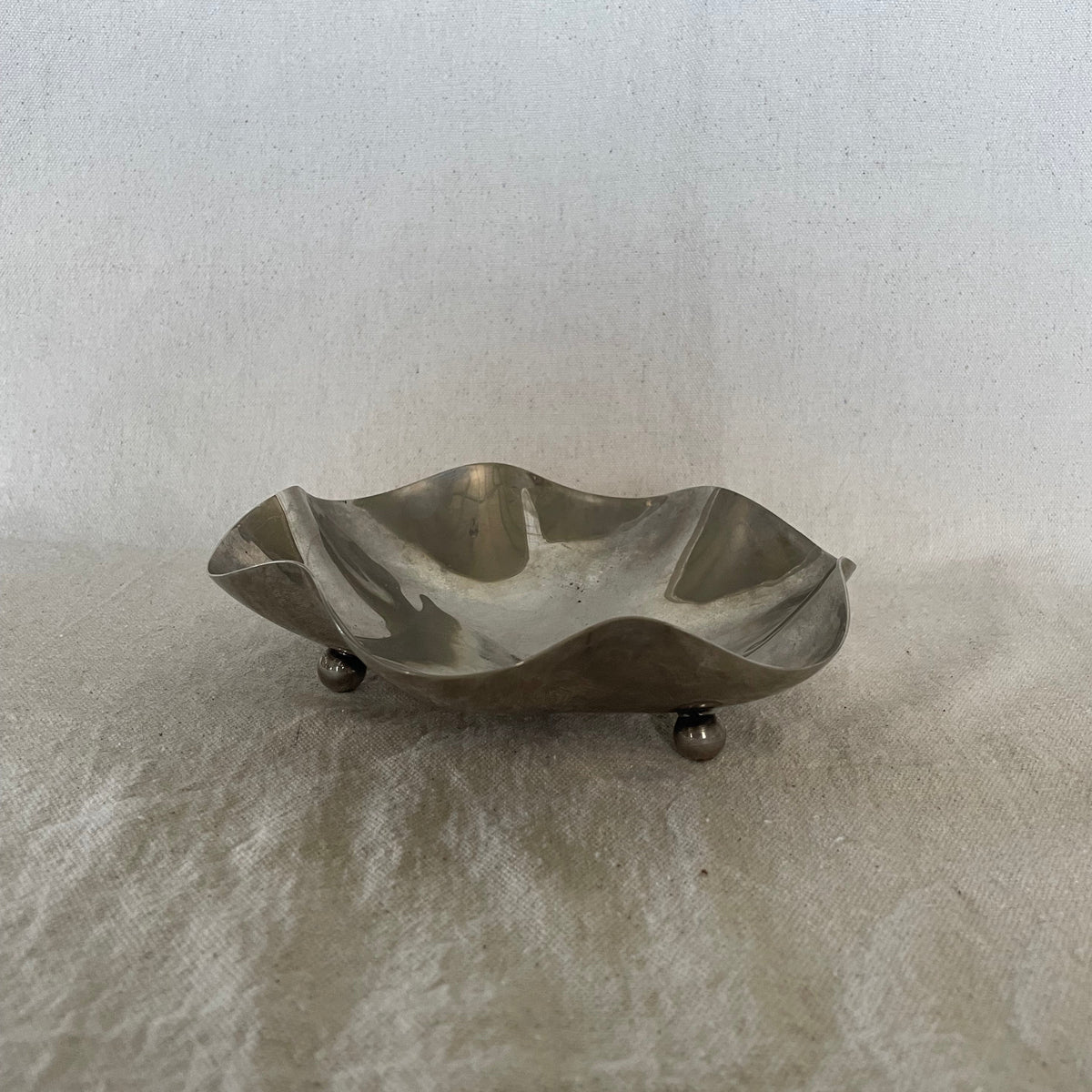 Vintage Wavy Ball Footed Dish
