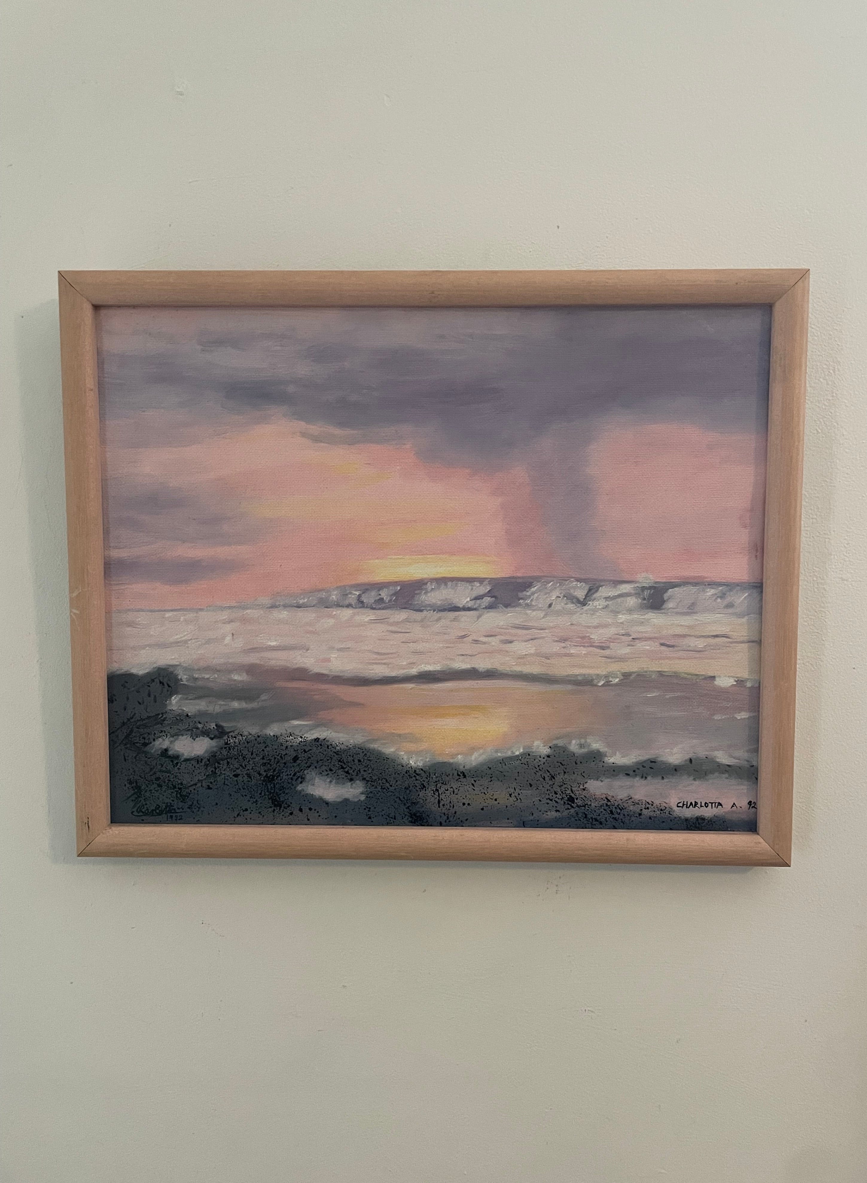Pink Sunset Oil Painting