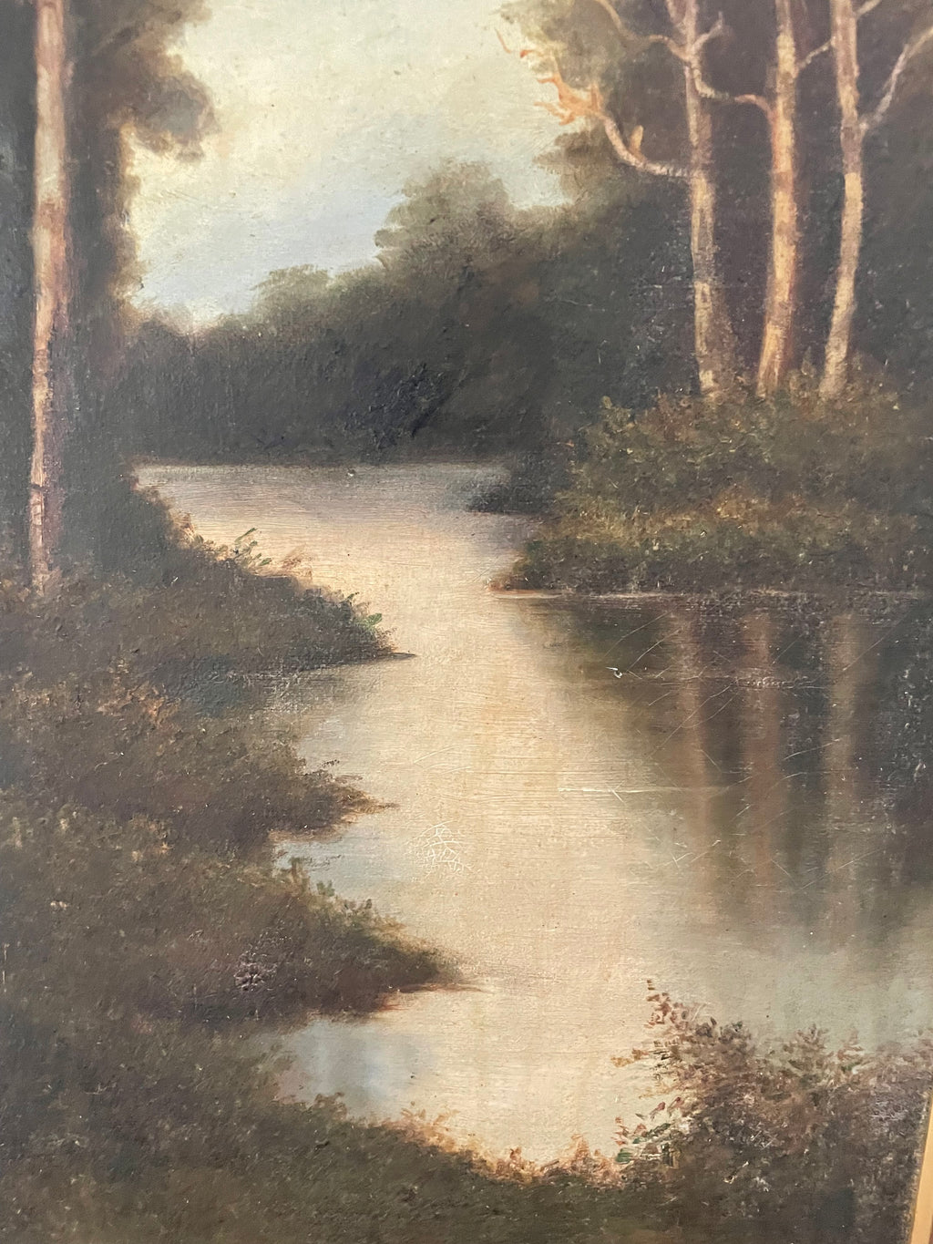Antique Painting In Oak Frame