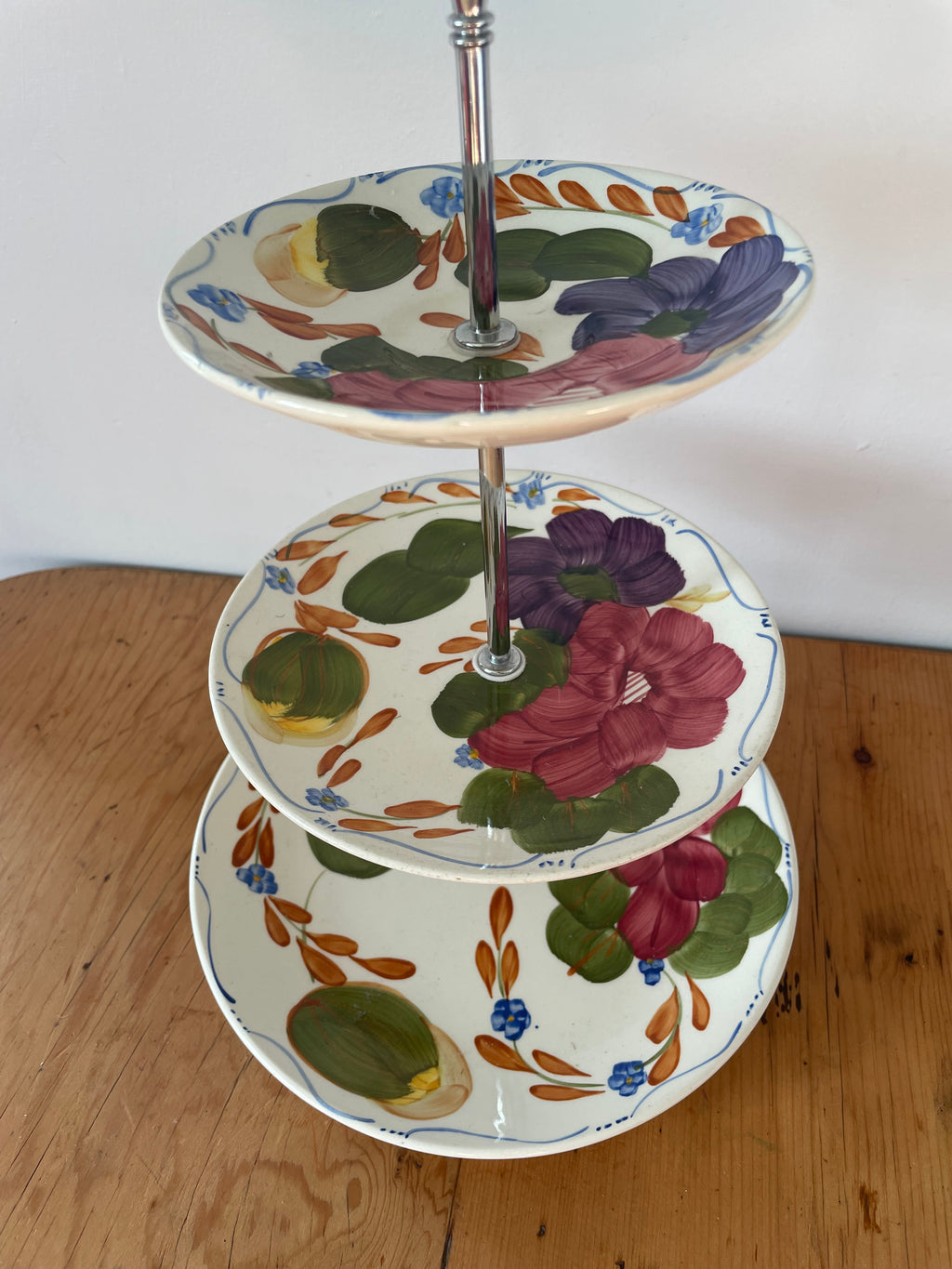 Handmade Crown Lynn Fleurette Cupcake Stand