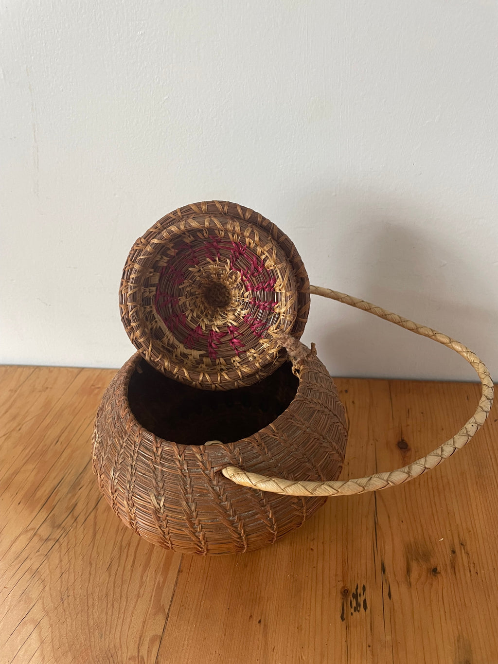 Vintage Woven Basket With Lid