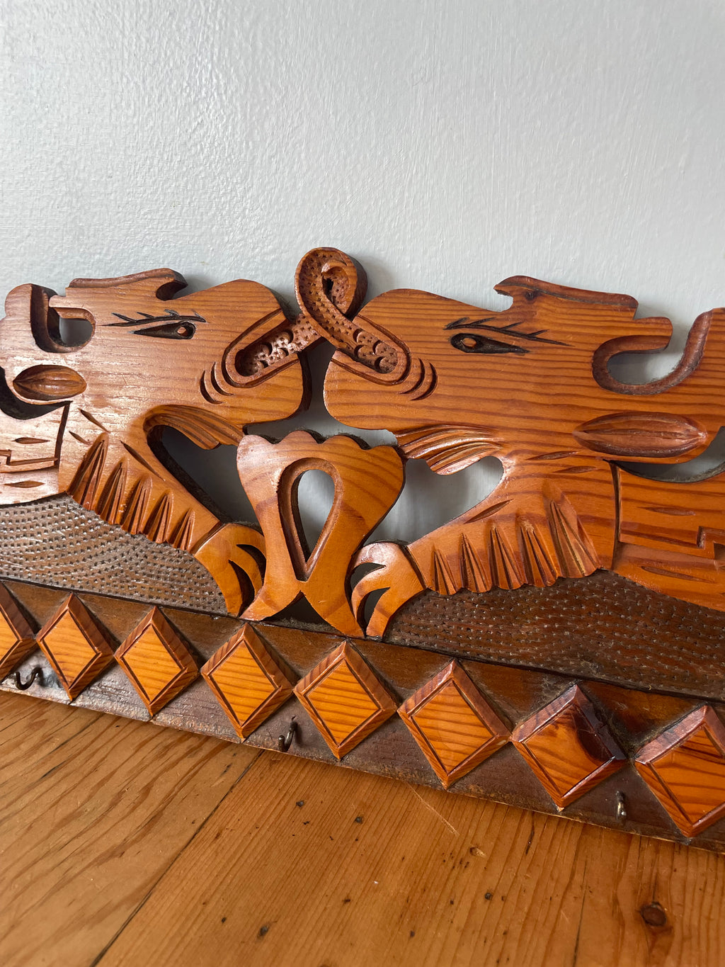 Carved Folk Art Dragon Key Hooks
