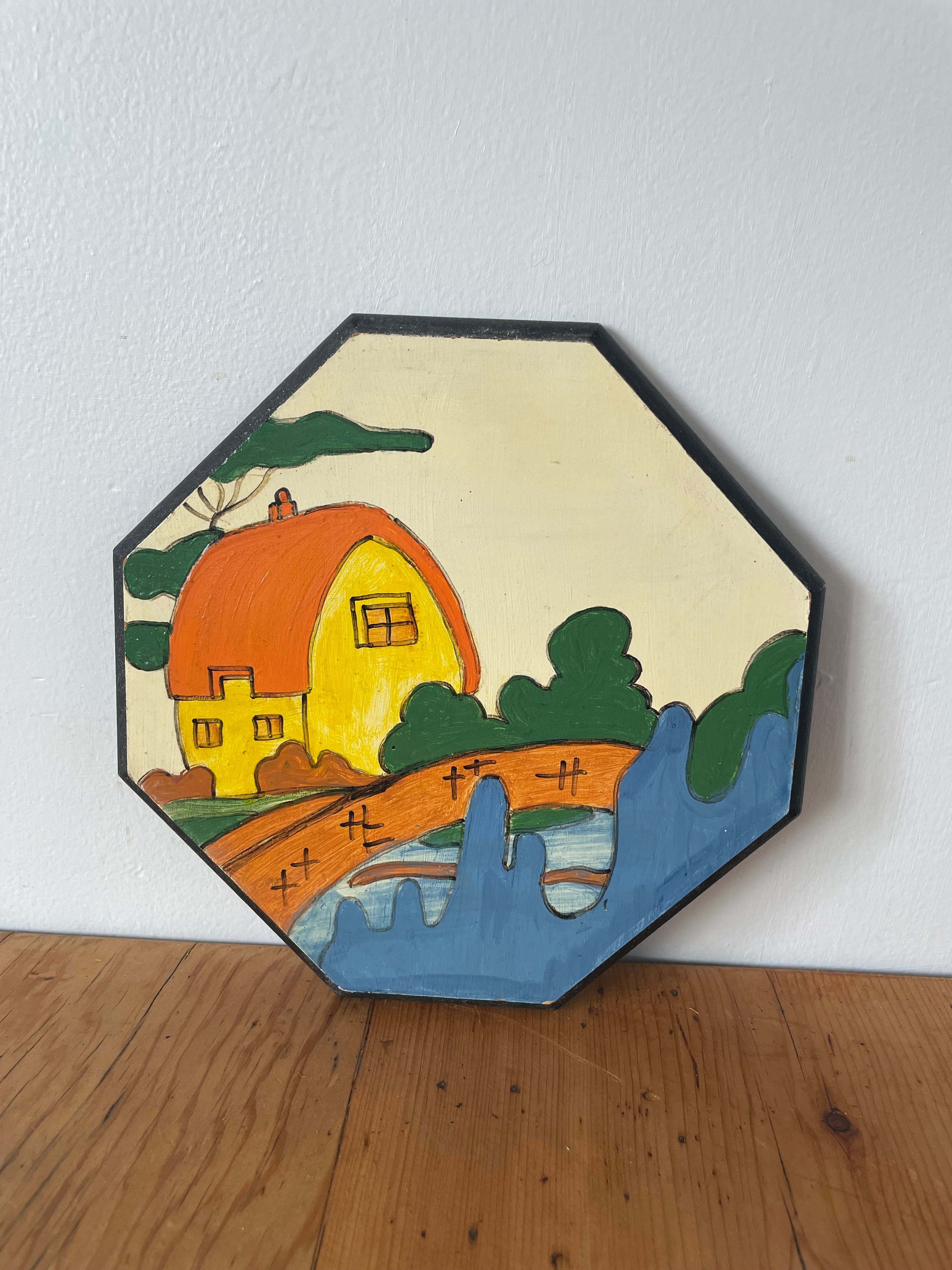Clarice Cliff Folk Art Painting