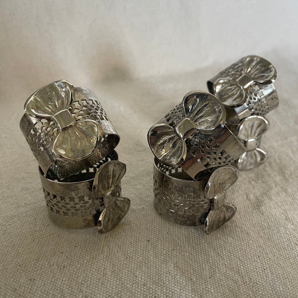 Vintage Silver Plated Bow Napkin Rings