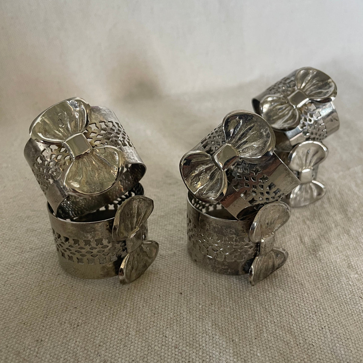 Vintage Silver Plated Bow Napkin Rings