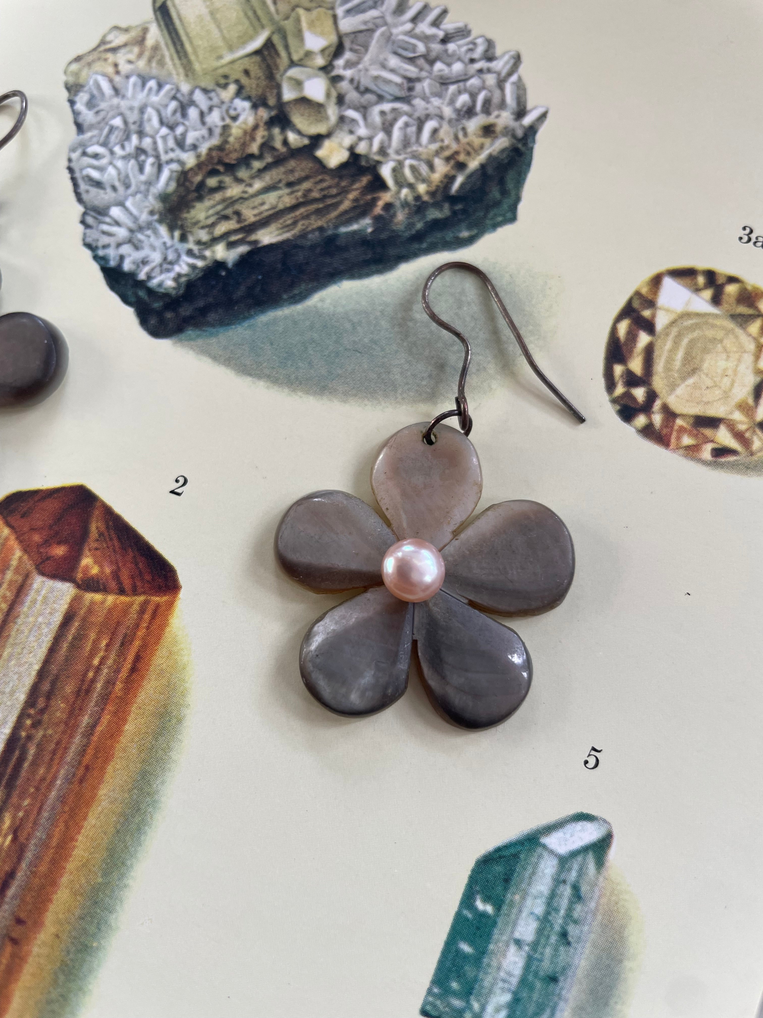 Shell & Pearl Flower Earrings