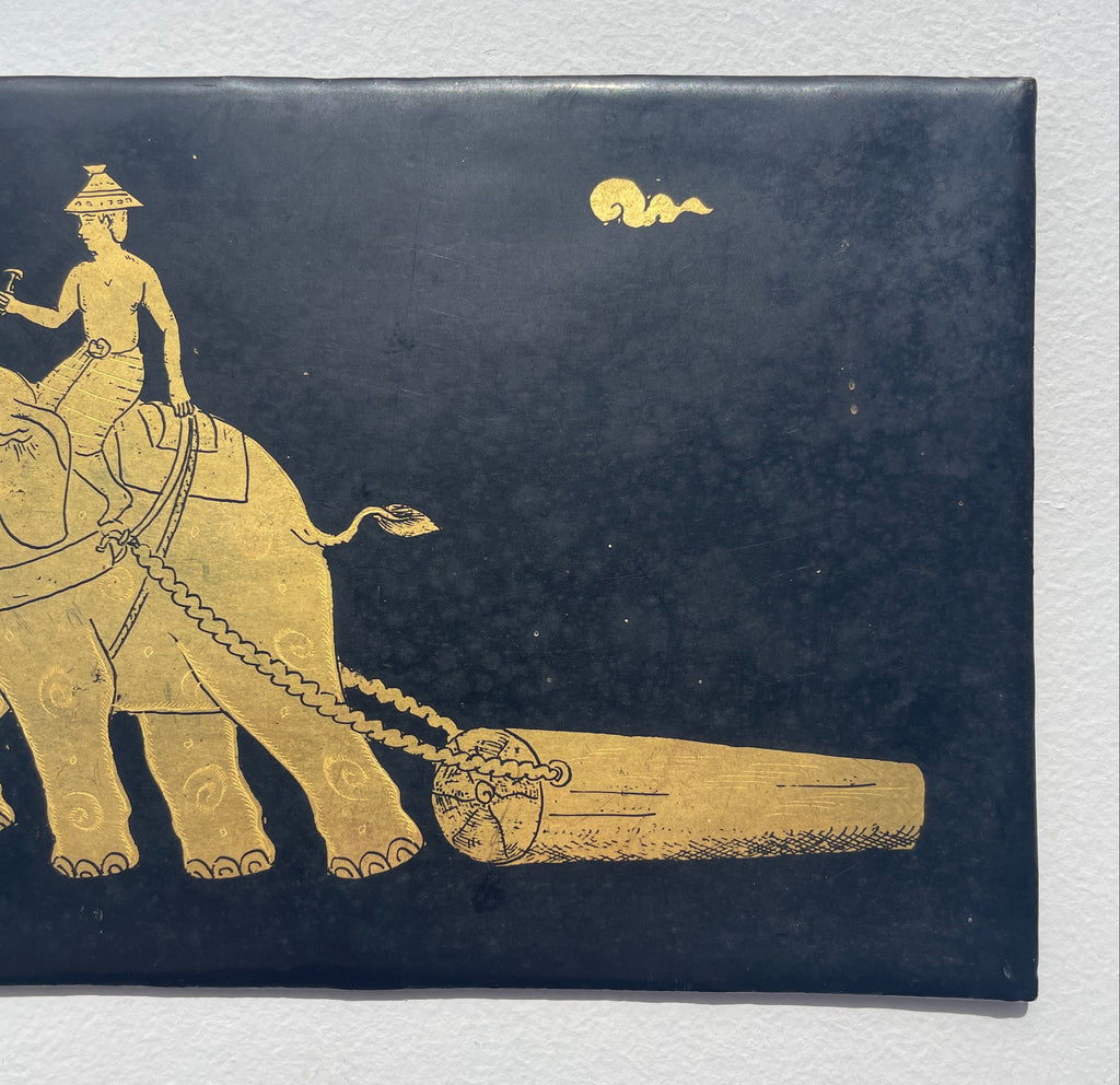 Gold Elephant Lacquer Ware Plaque