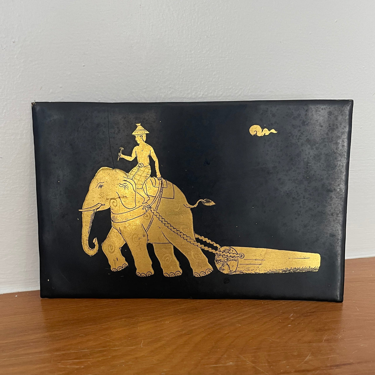 Gold Elephant Lacquer Ware Plaque