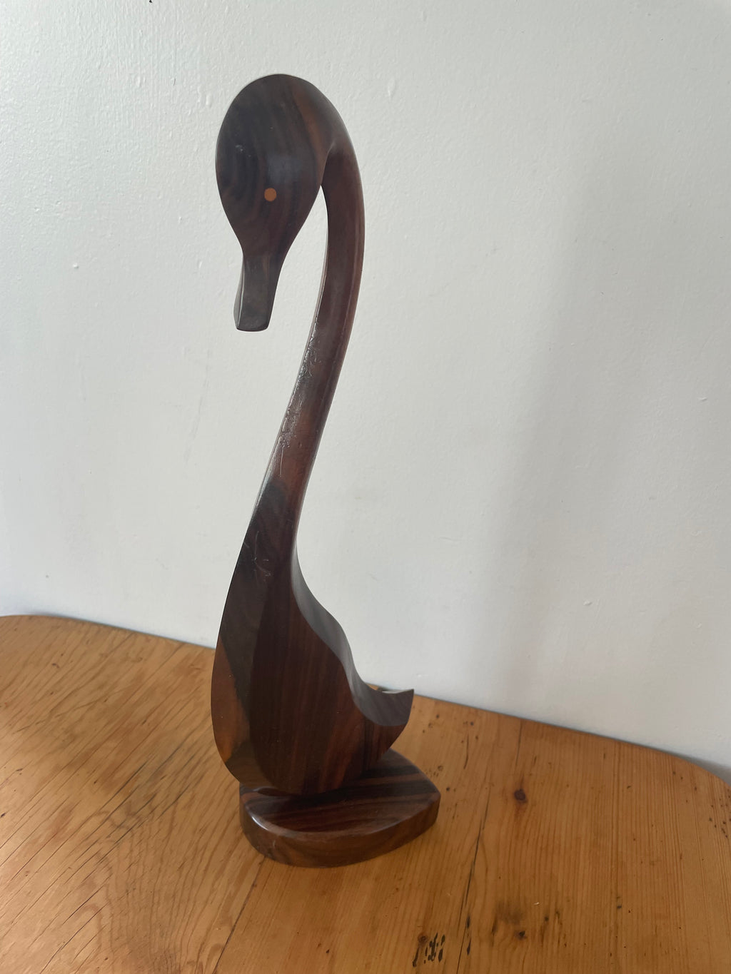 Large Mid Century Wooden Swan