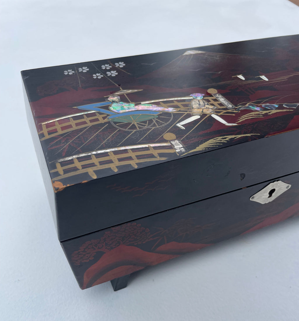 Mid Century Japanese Musical Jewellery Box