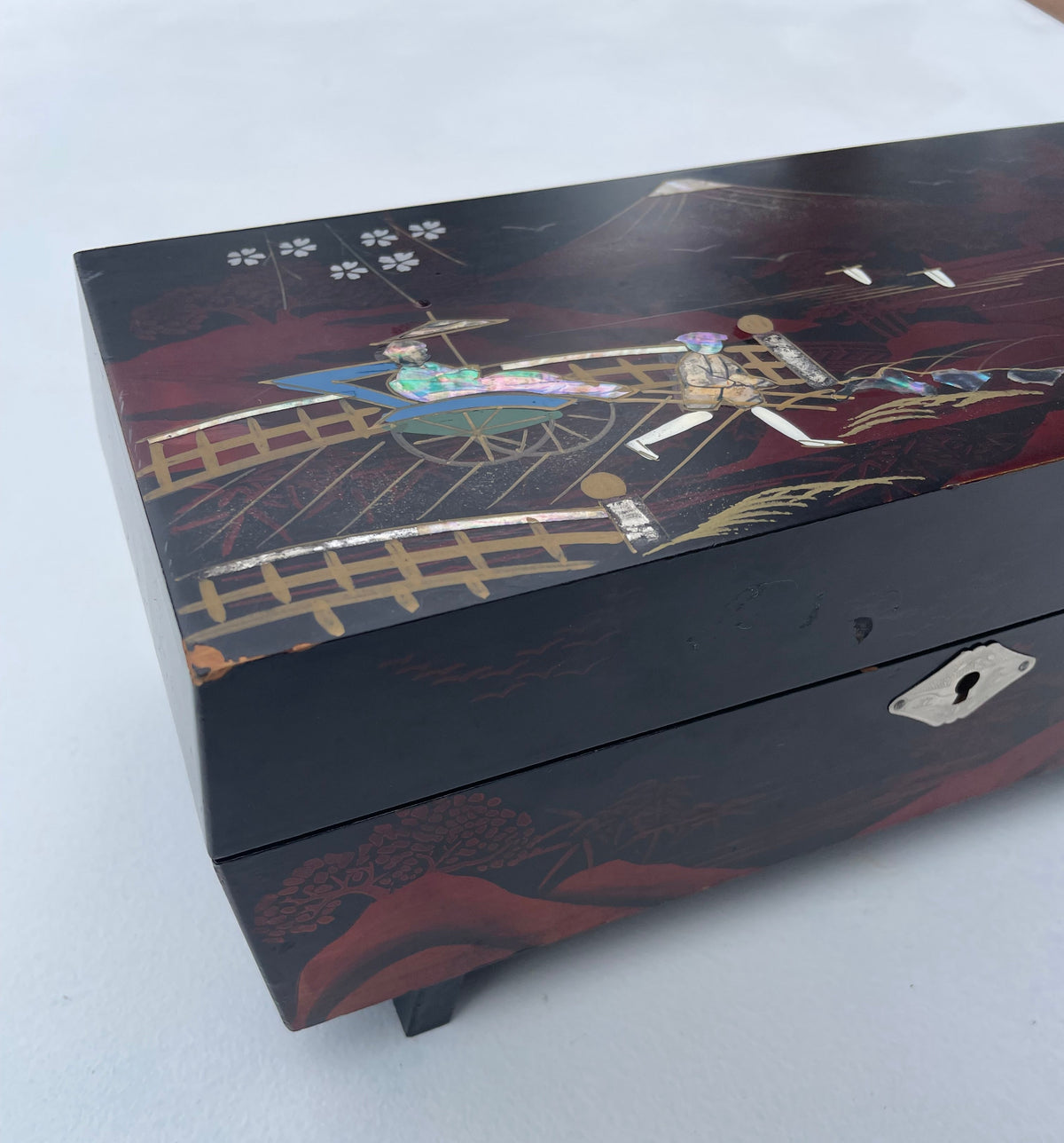 Mid Century Japanese Musical Jewellery Box