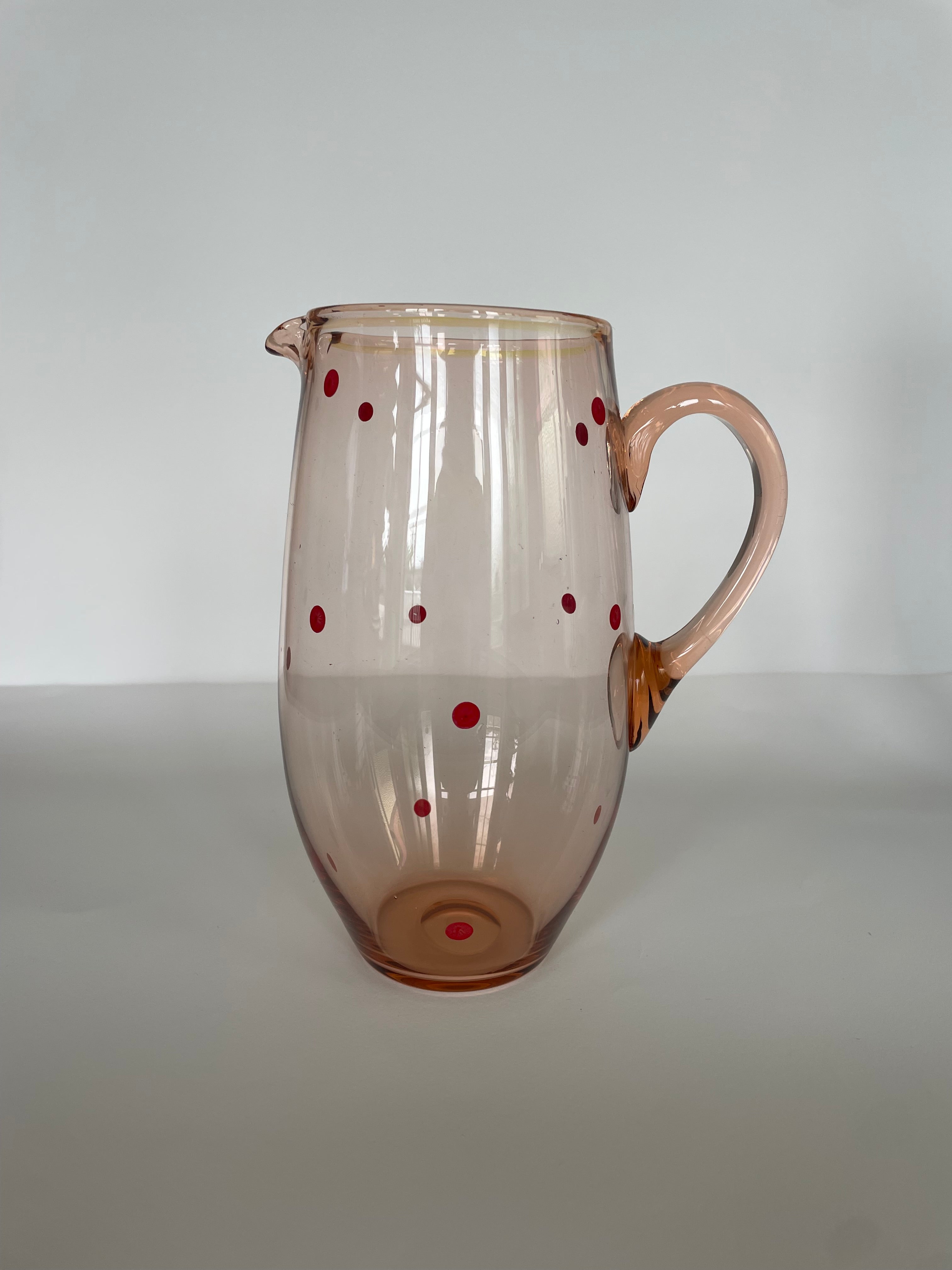 Handblown Rose Glass Pitcher