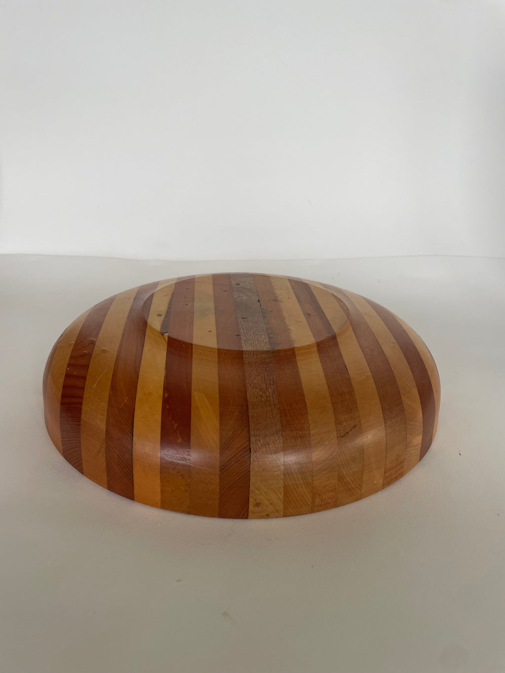 Vintage Striped Timber Bowl