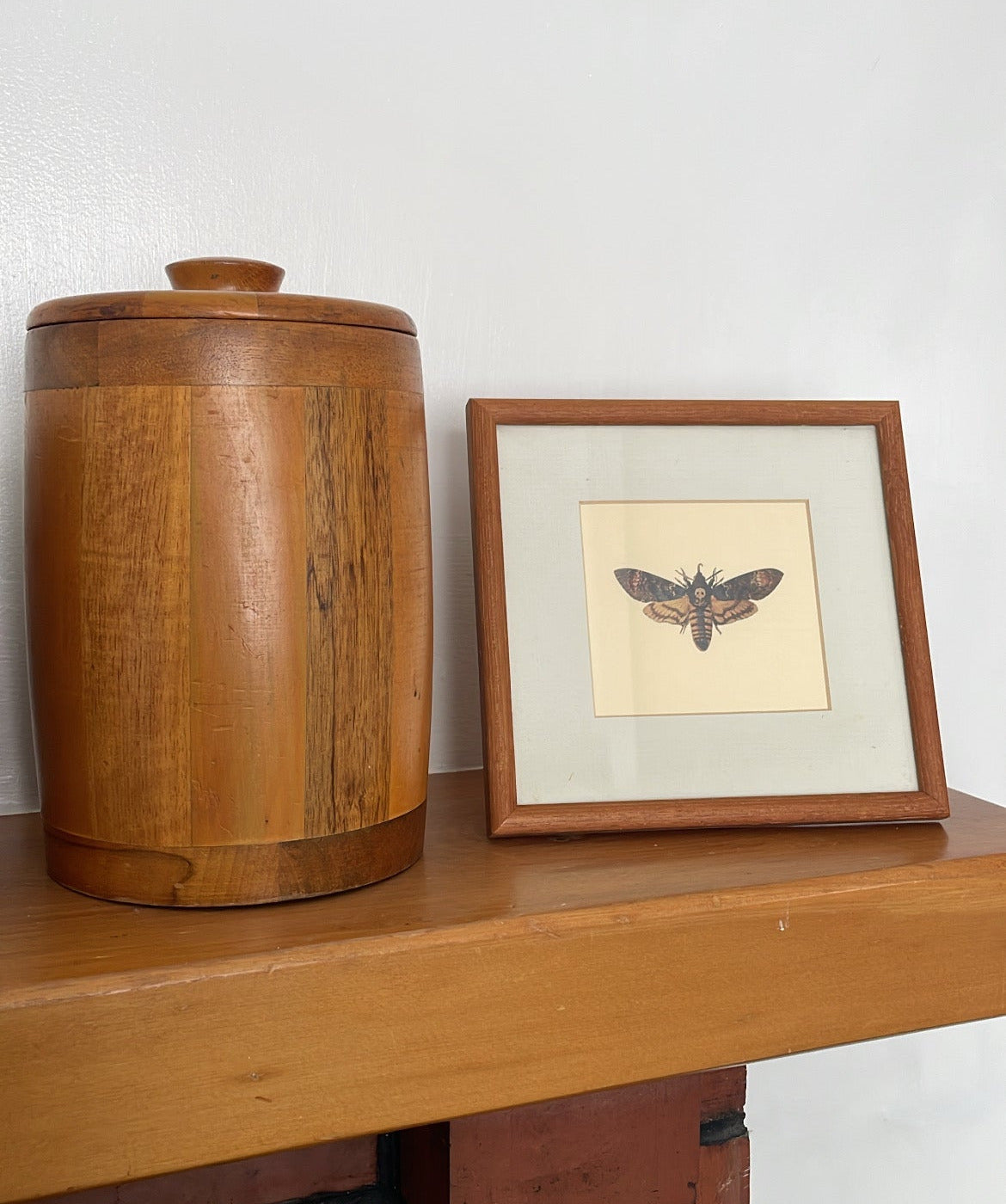 Vintage Wooden Stripe Lidded Vessel