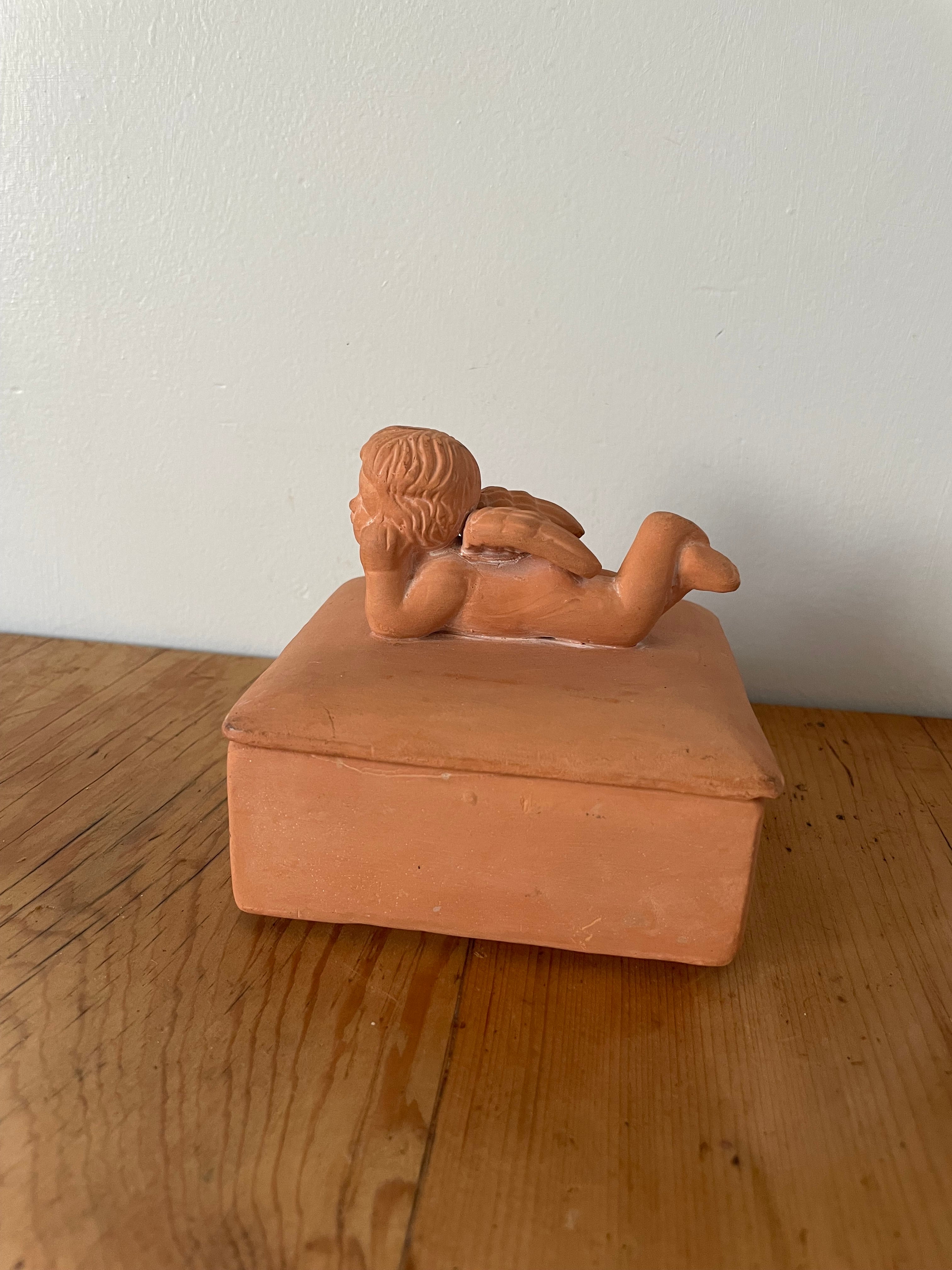 Terracotta Cherub Lidded Box