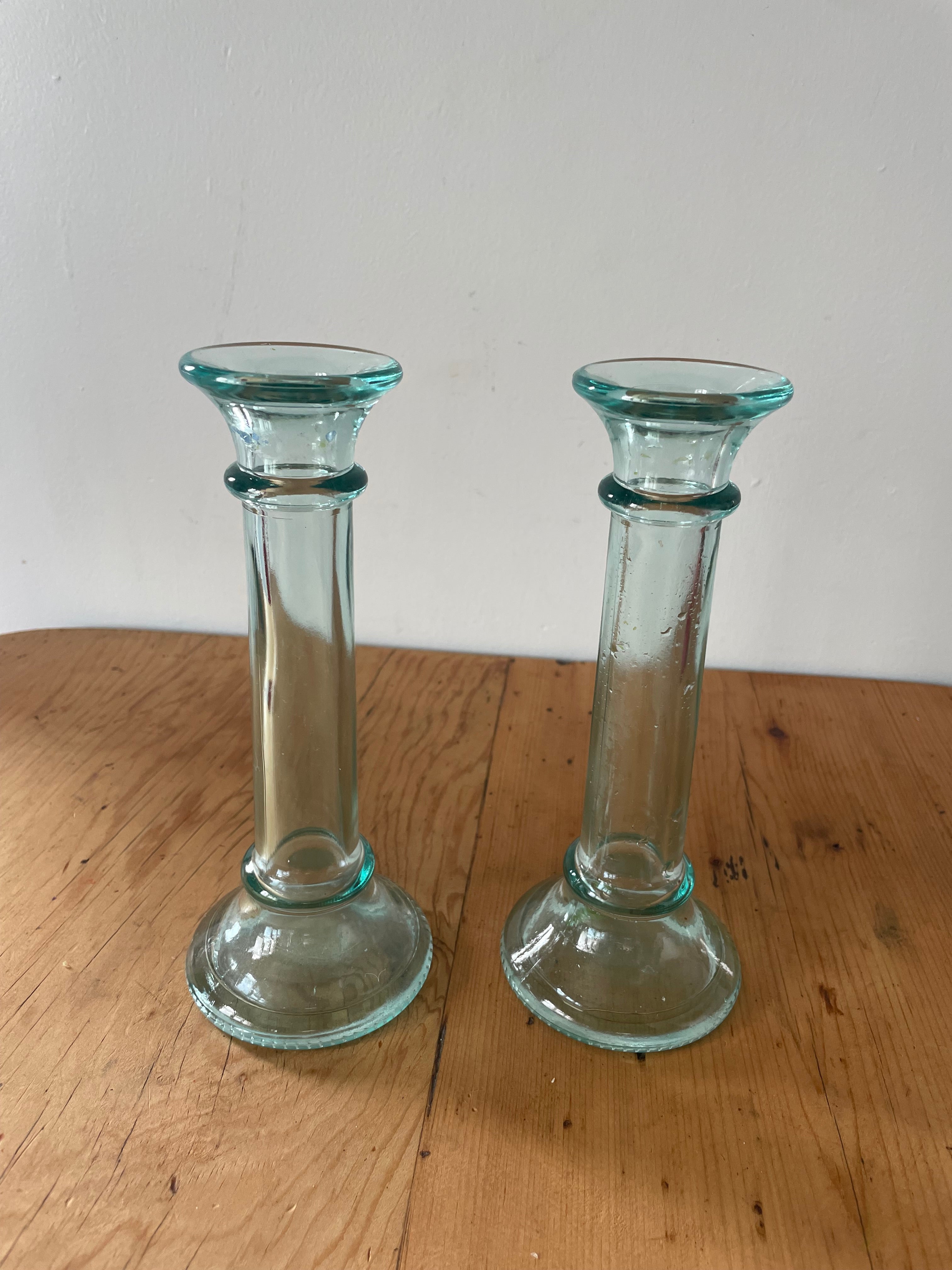 Handblown Glass Taper Candleholders