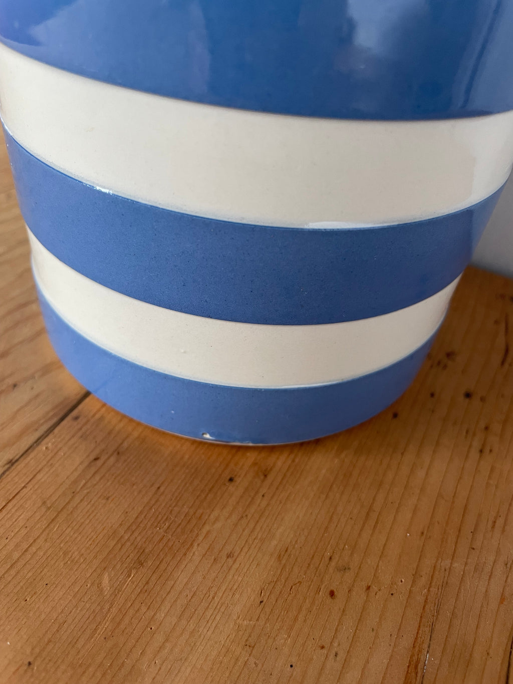 Striped Cornishware Pottery Cannister