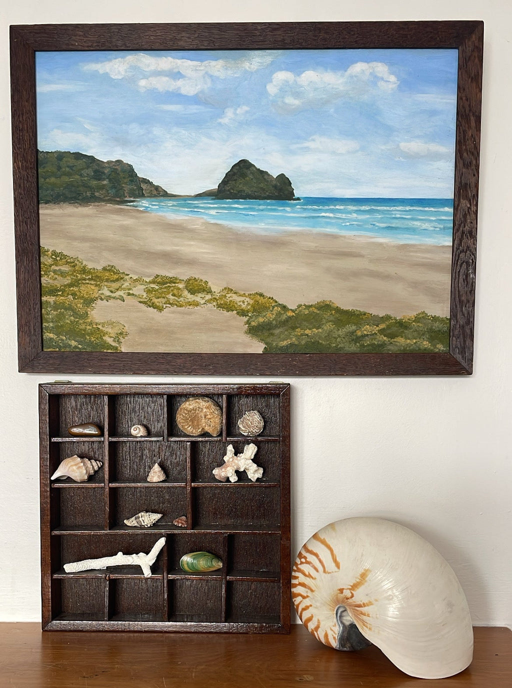 Beach Painting With Oak Frame