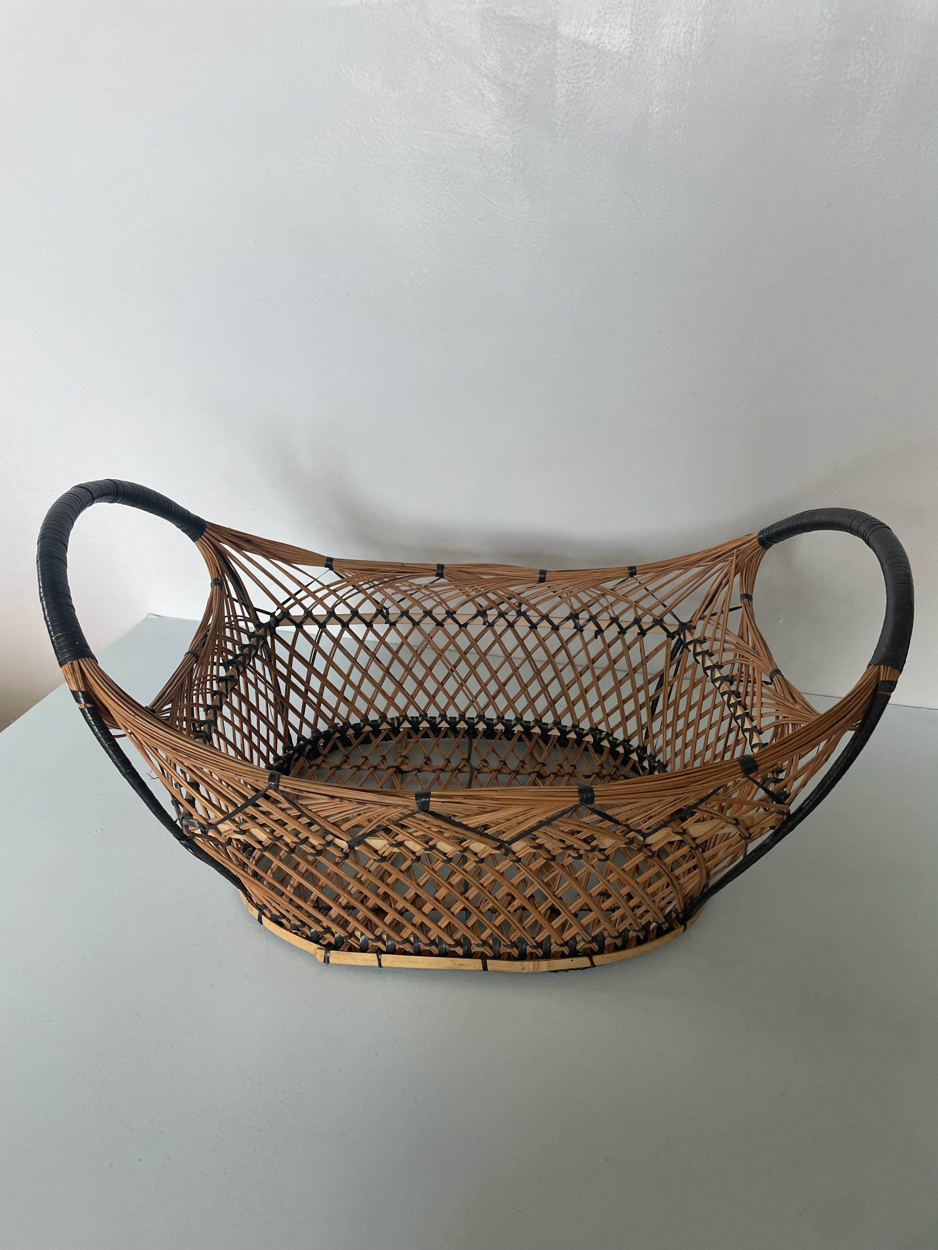 Large Vintage Open Weave Wicker Basket