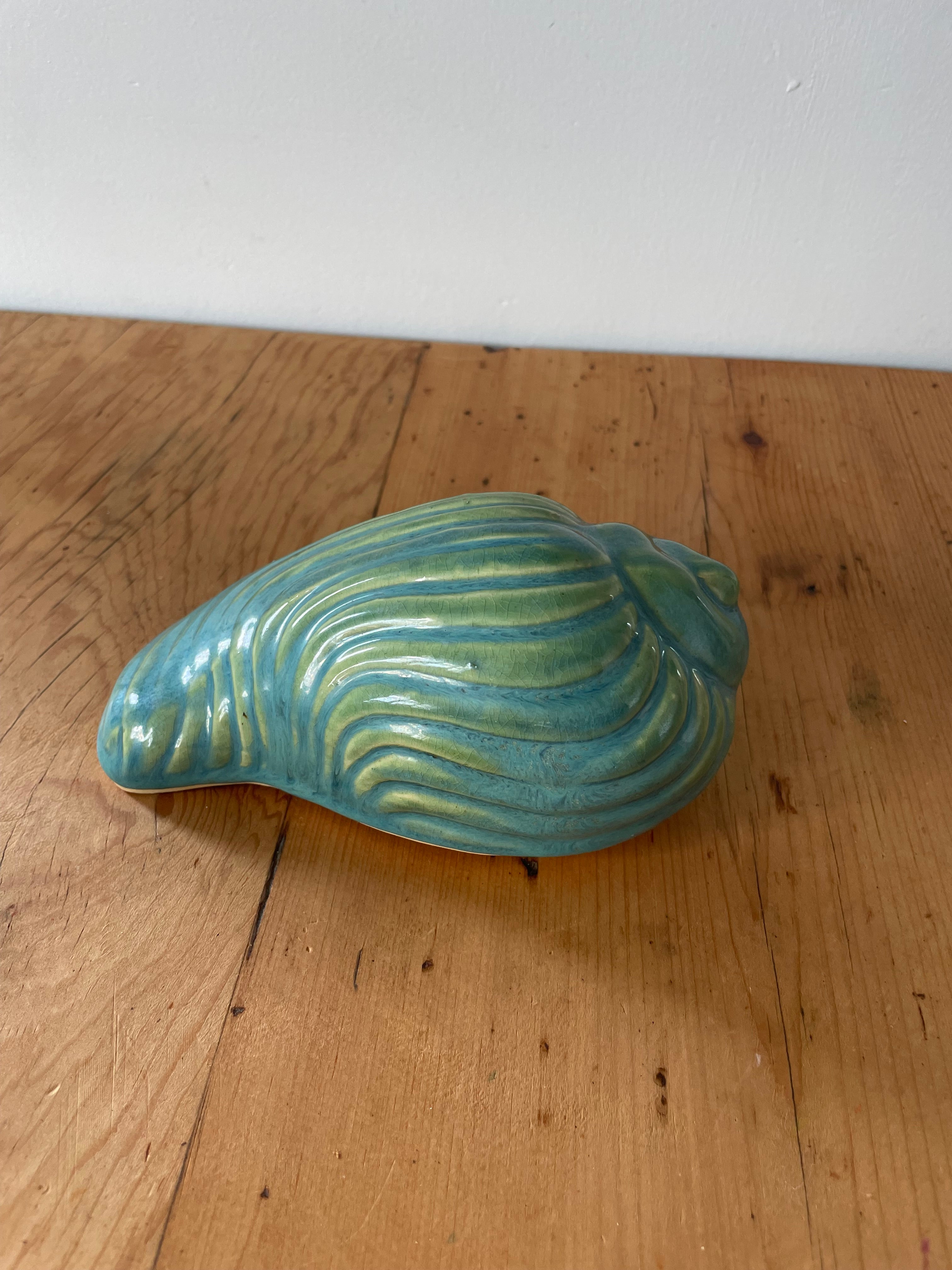 Green Glazed Pottery Shell