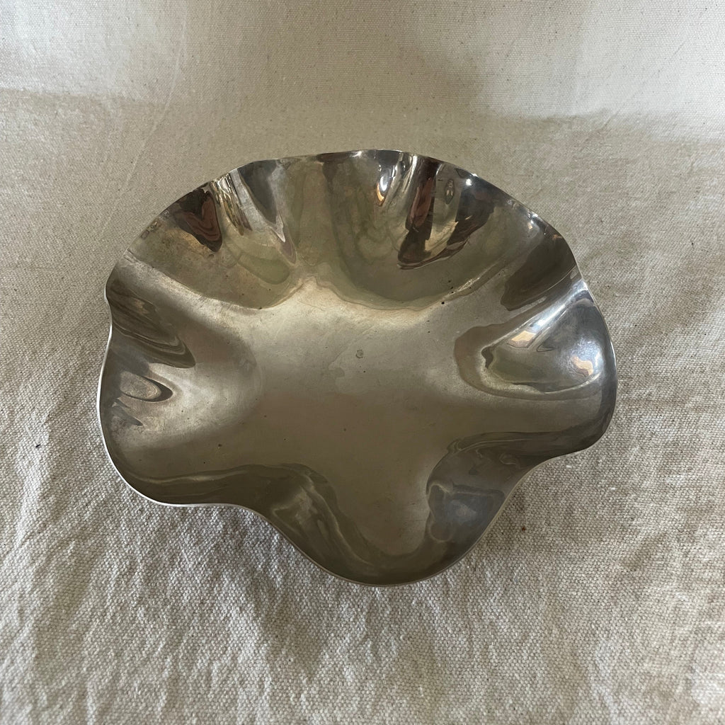 Vintage Wavy Ball Footed Dish