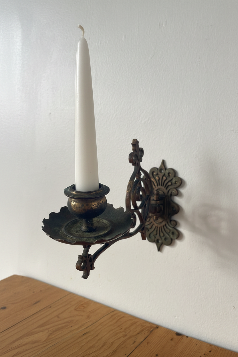 Victorian Gothic Brass Wall Sconce