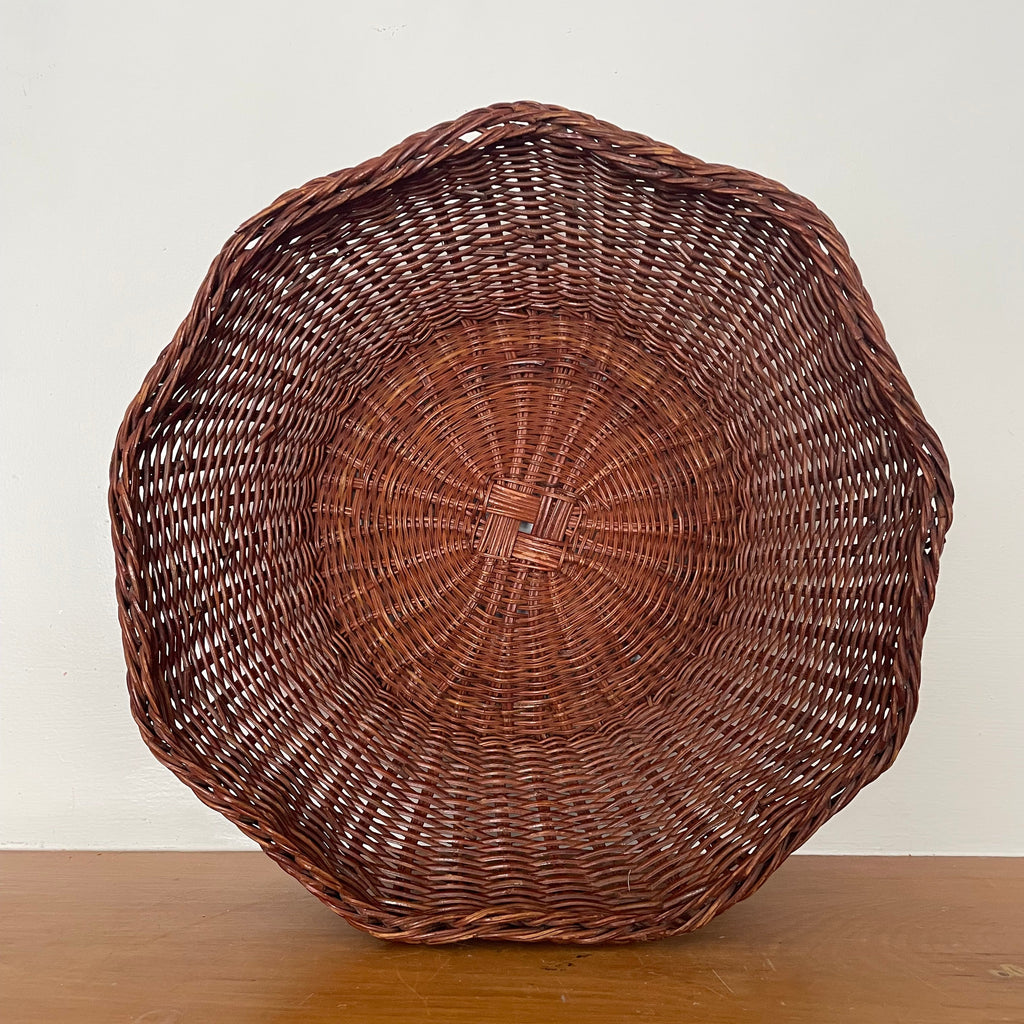 Vintage Wavy Rattan Basket