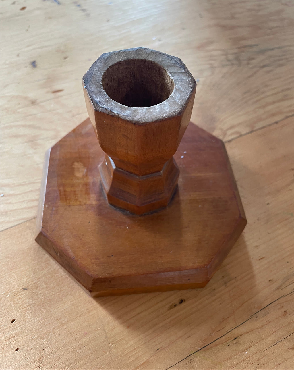 Wooden Hexagon Shaped Candle Holder