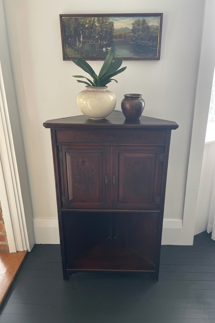 Antique Carved Corner Cabinet