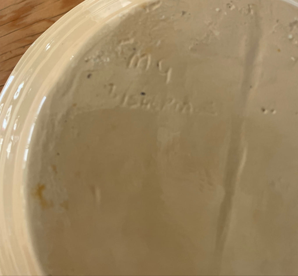 Ridged Cream Pottery Vessel