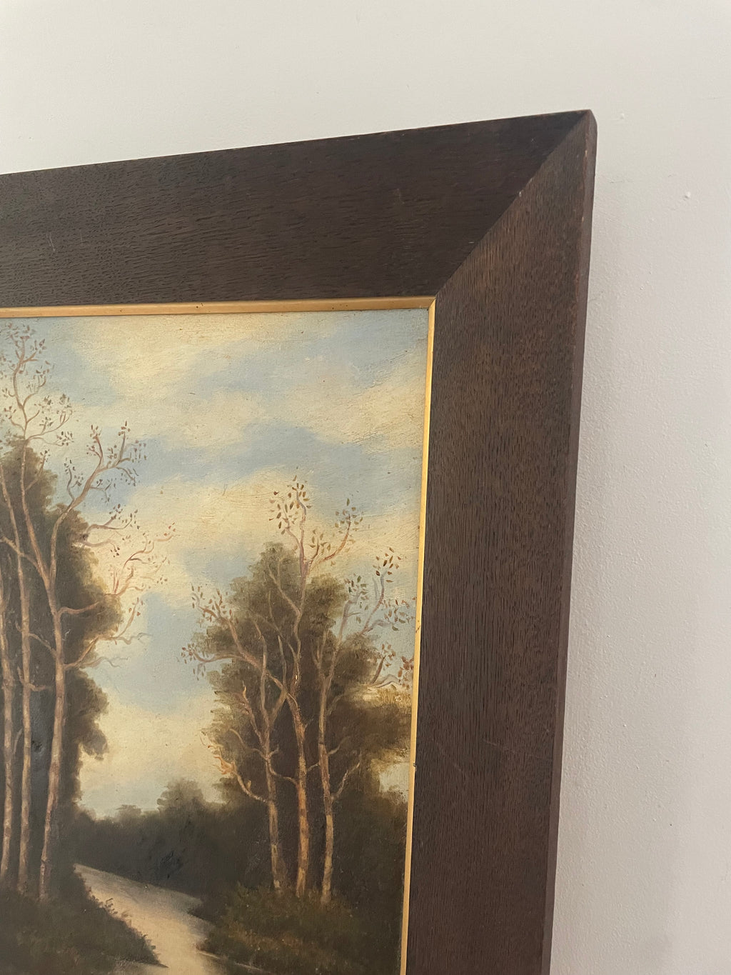 Antique Painting In Oak Frame